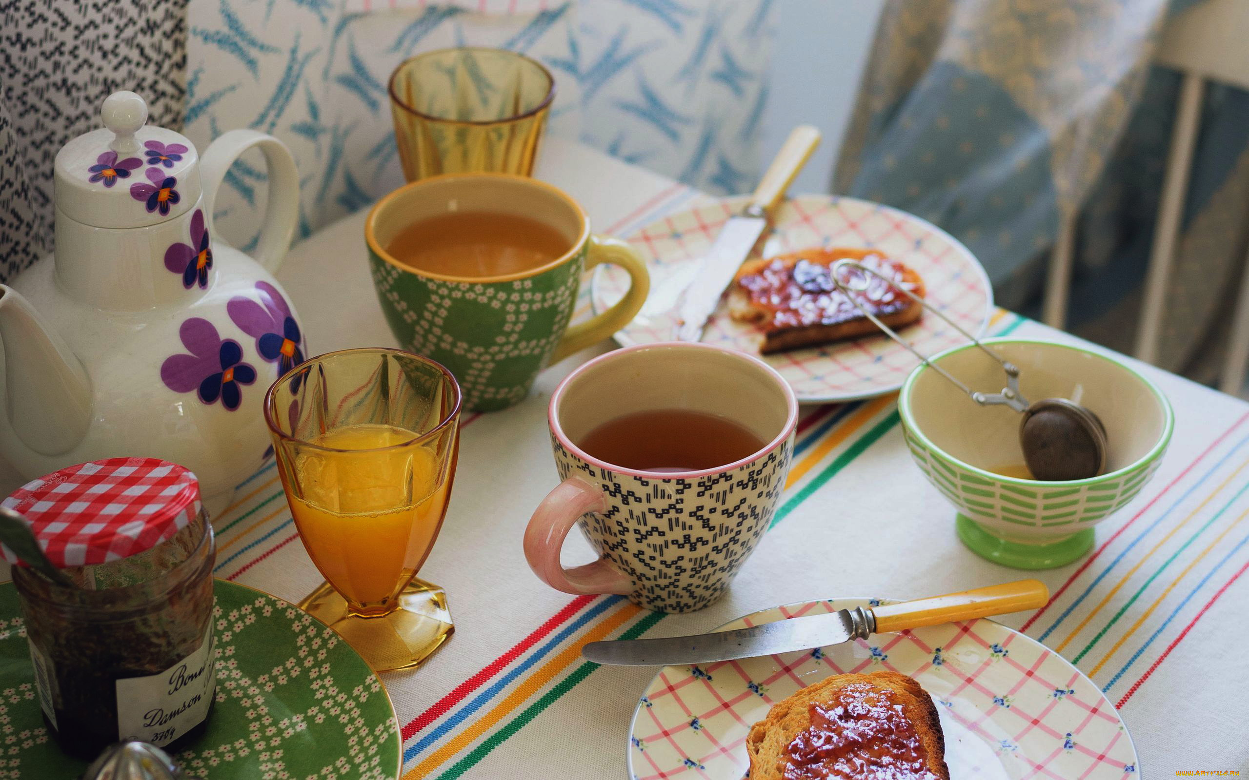 еда, разное, чай, сок, джем