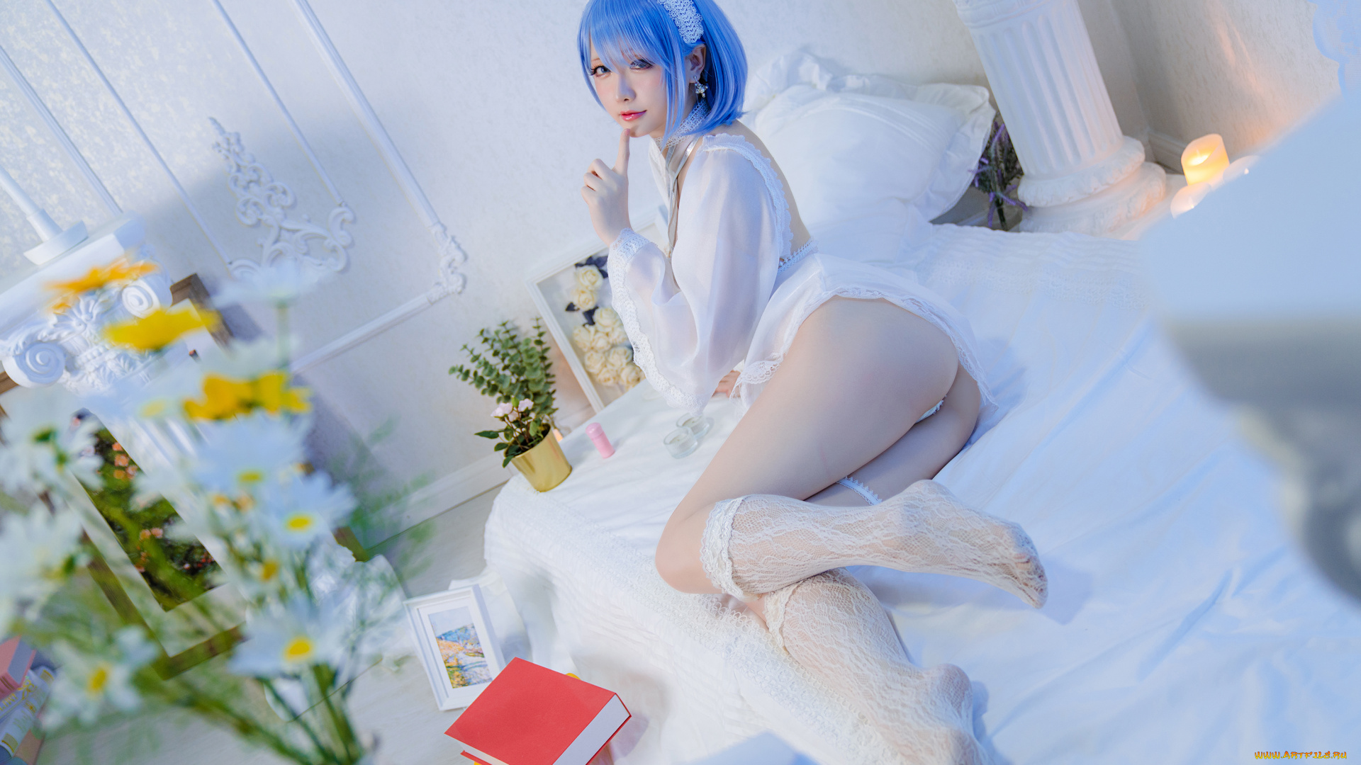 девушки, -, креатив, , косплей, hoshilily, женщины, модель, азиатка, косплей, чапаев, azur, lane, видеоигры, нижнее, белье, жопа, в, помещении, трусики, белые, чулки