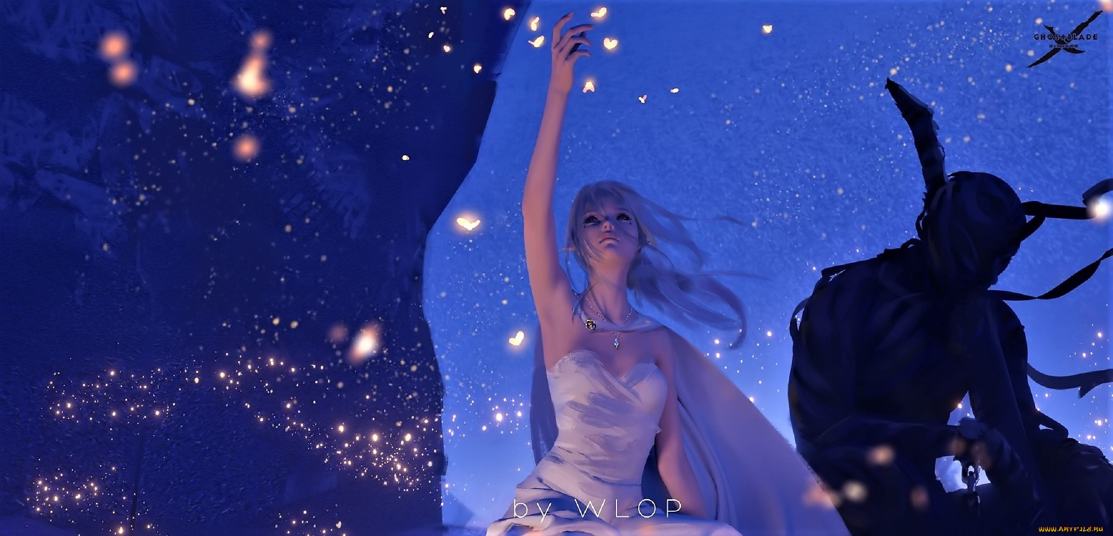 фэнтези, _ghost, blade, , , призрачный, клинок, девушка, воин, бабочки