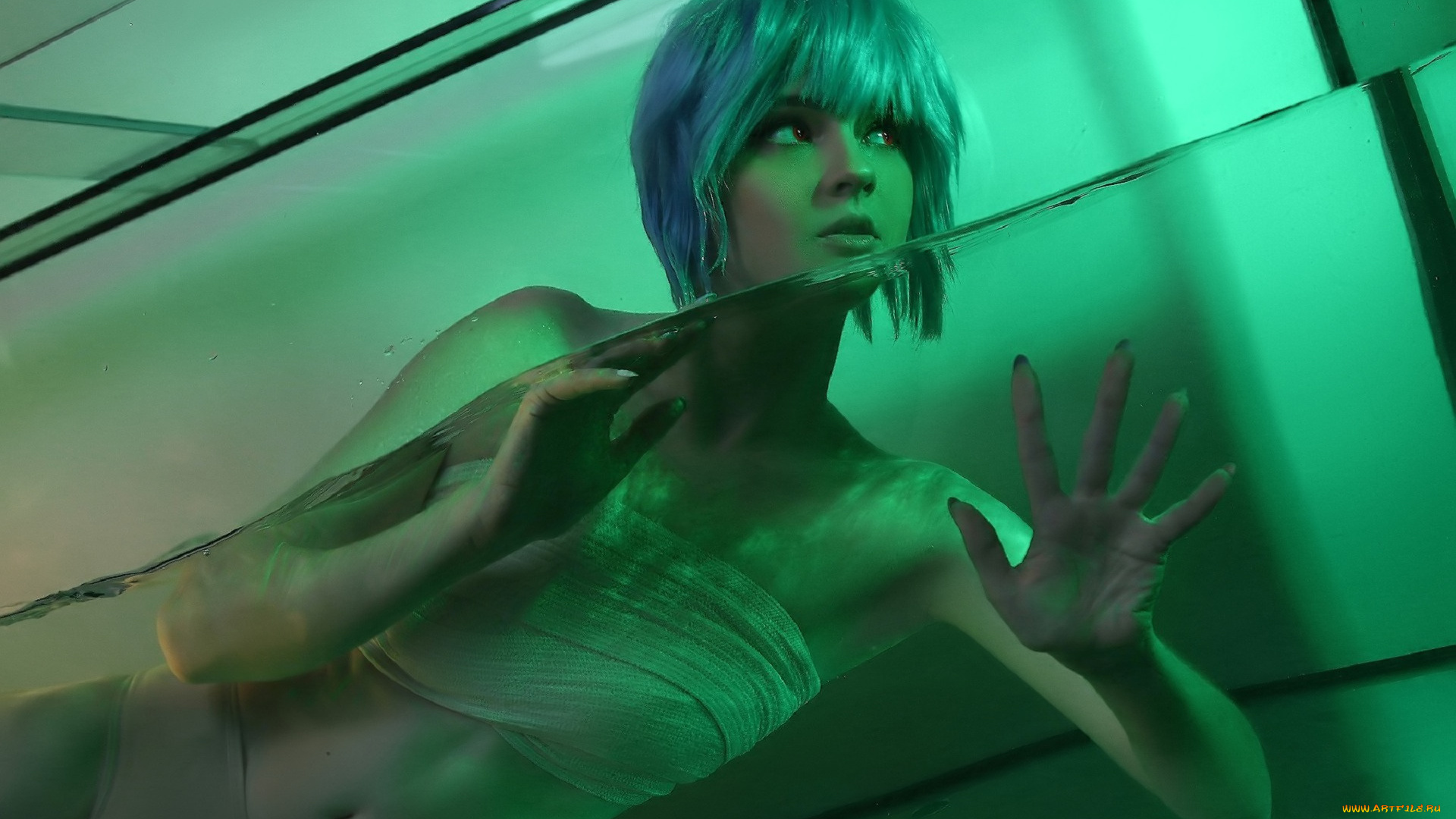 девушки, kirdjava, образ, аквариум, вода