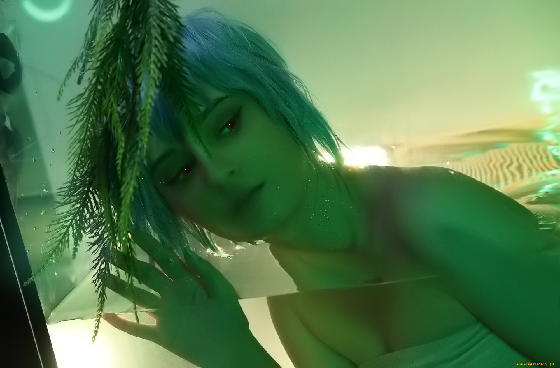 девушки, kirdjava, образ, аквариум, вода