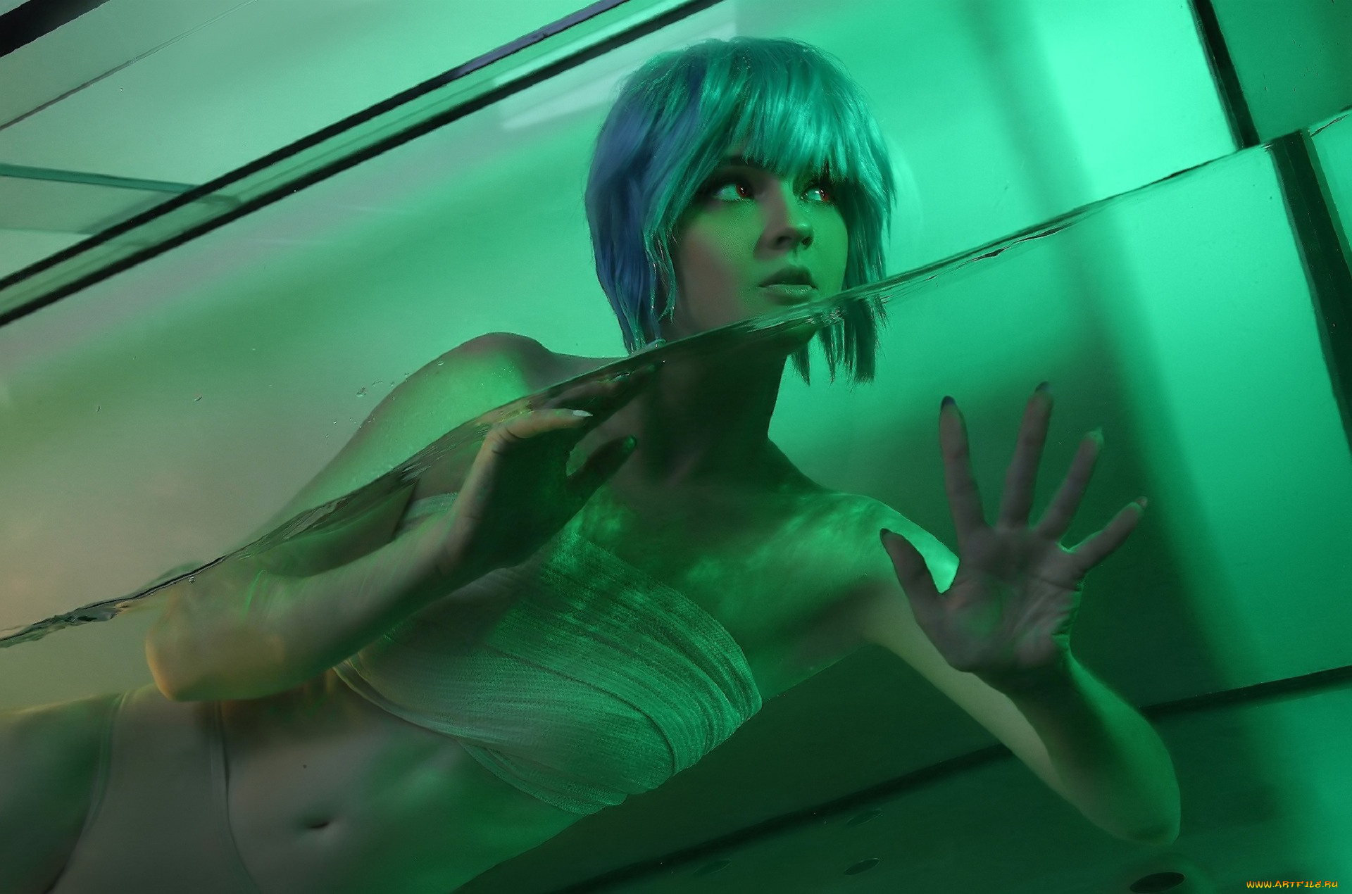 девушки, kirdjava, образ, аквариум, вода