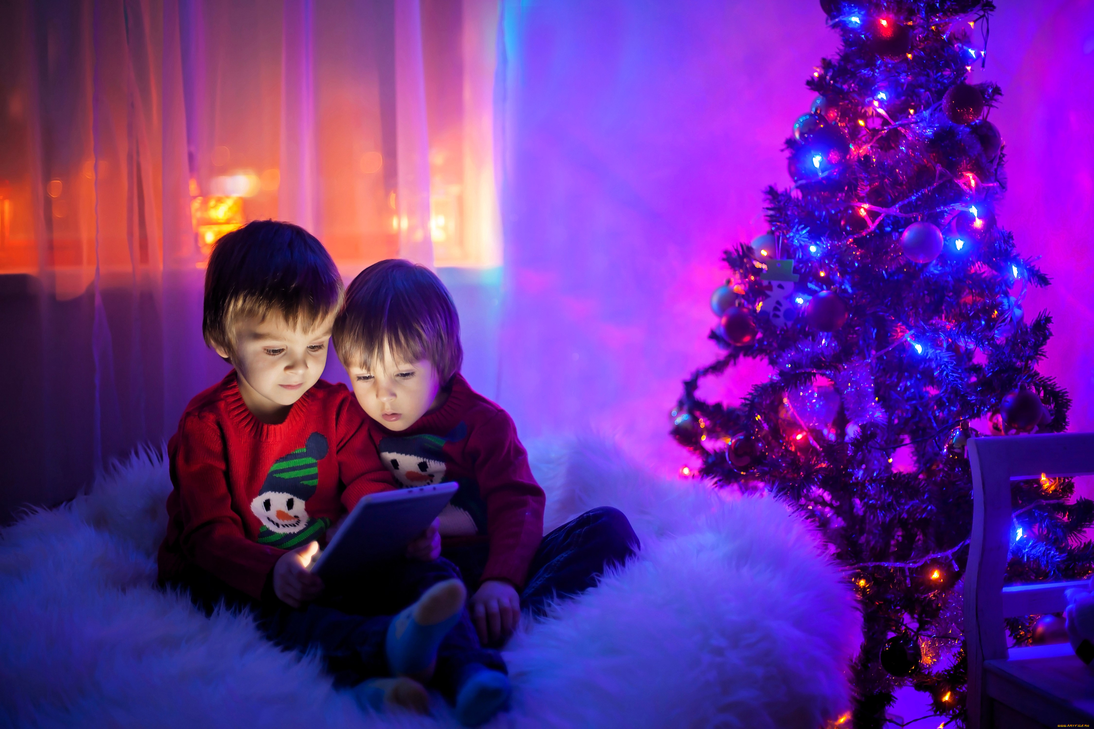разное, дети, планшет, ёлка