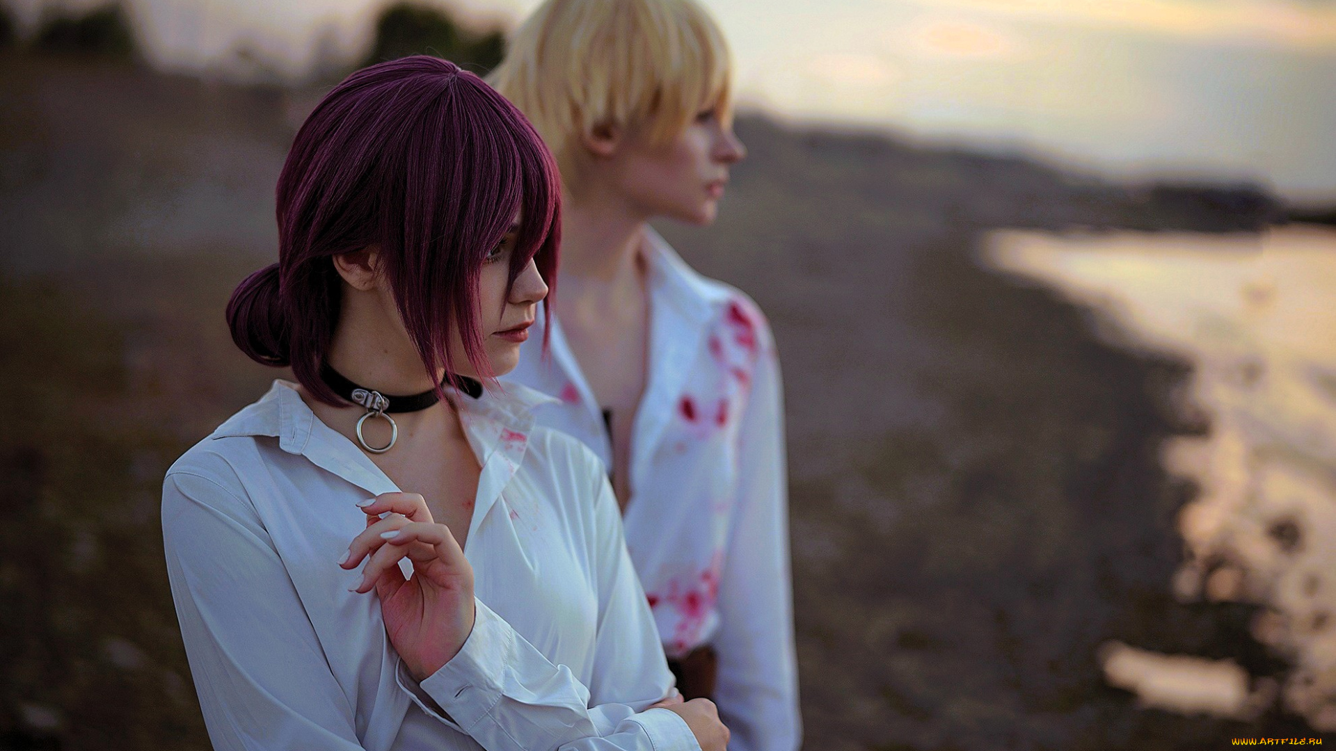 девушки, tenletters, образы, костюмы, косплей, кровь, берег