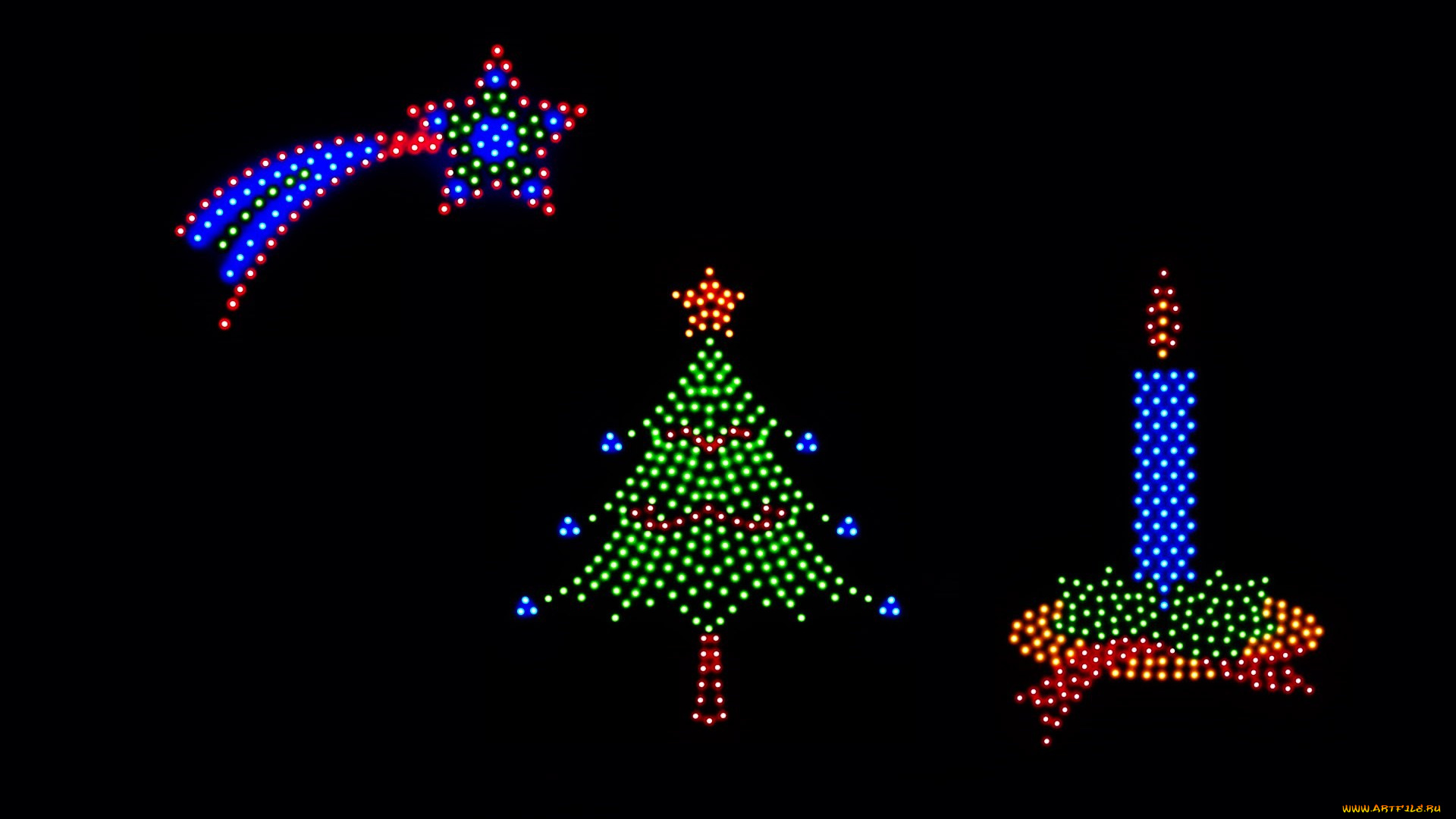 праздничные, 3д, графика, , новый, год, звезда, ёлка, свеча, мозаика