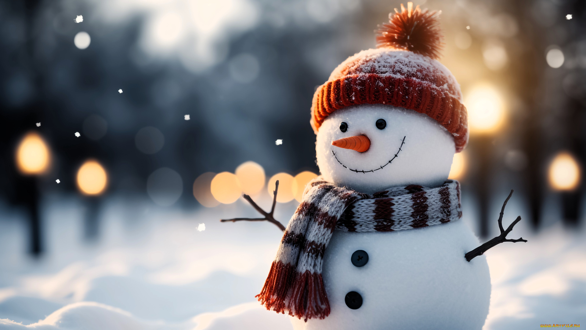 праздничные, снеговики, снеговик, шапка, шарф, снег, блики