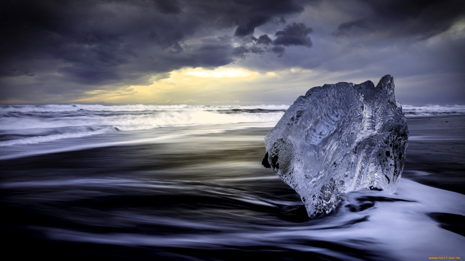 природа, моря, океаны, море, тучи, берег, льдина