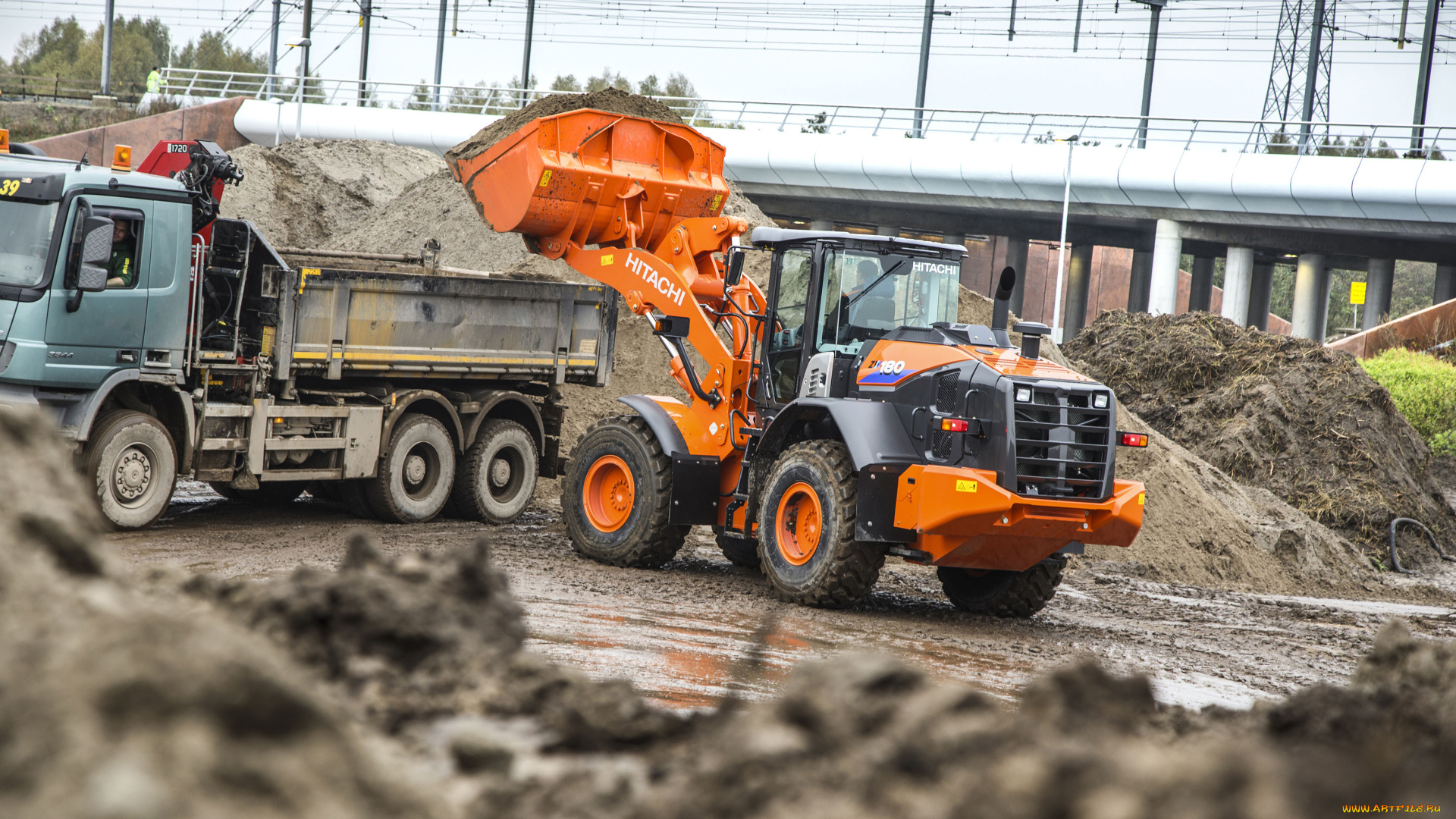 техника, фронтальные, погрузчики, hitachi