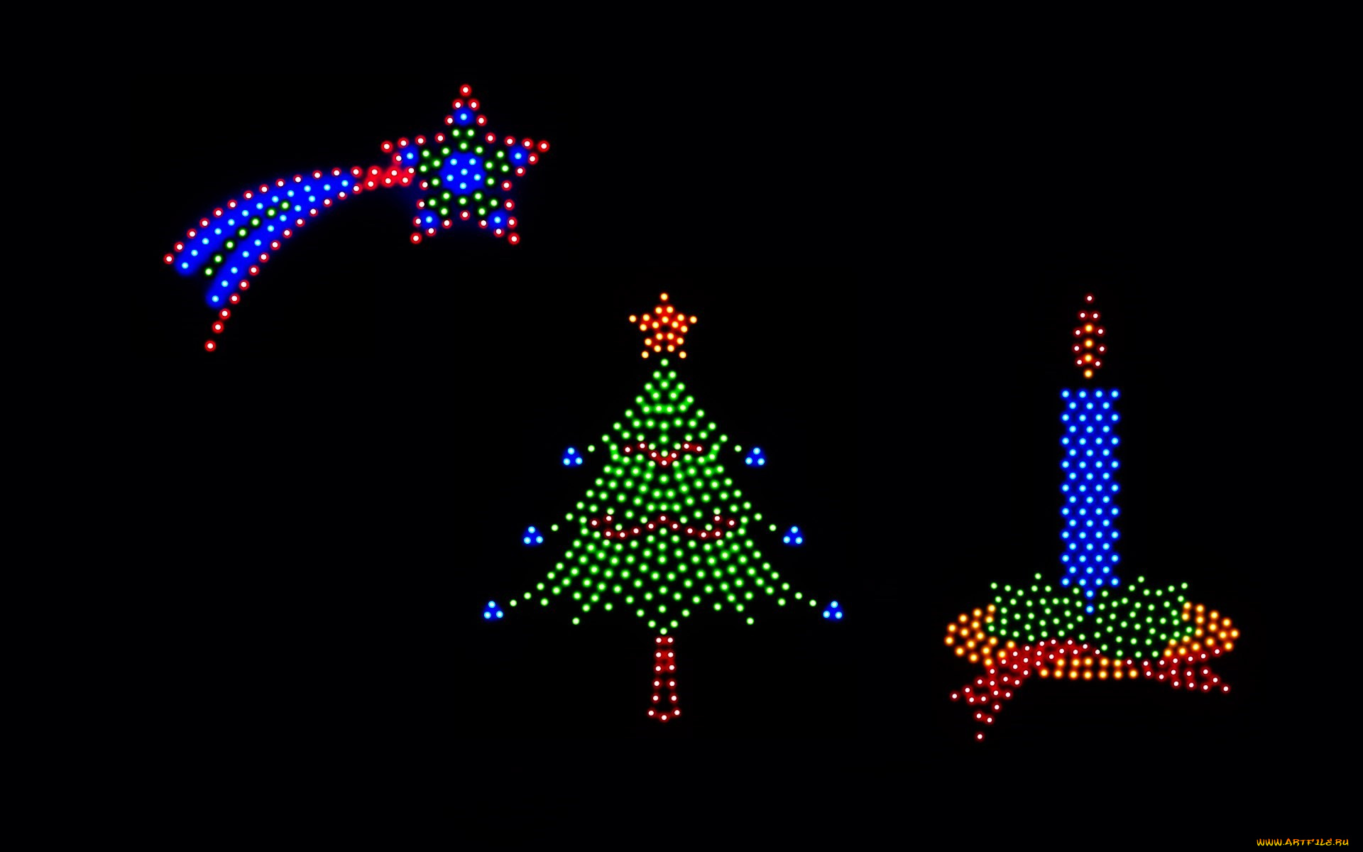праздничные, 3д, графика, , новый, год, звезда, ёлка, свеча, мозаика
