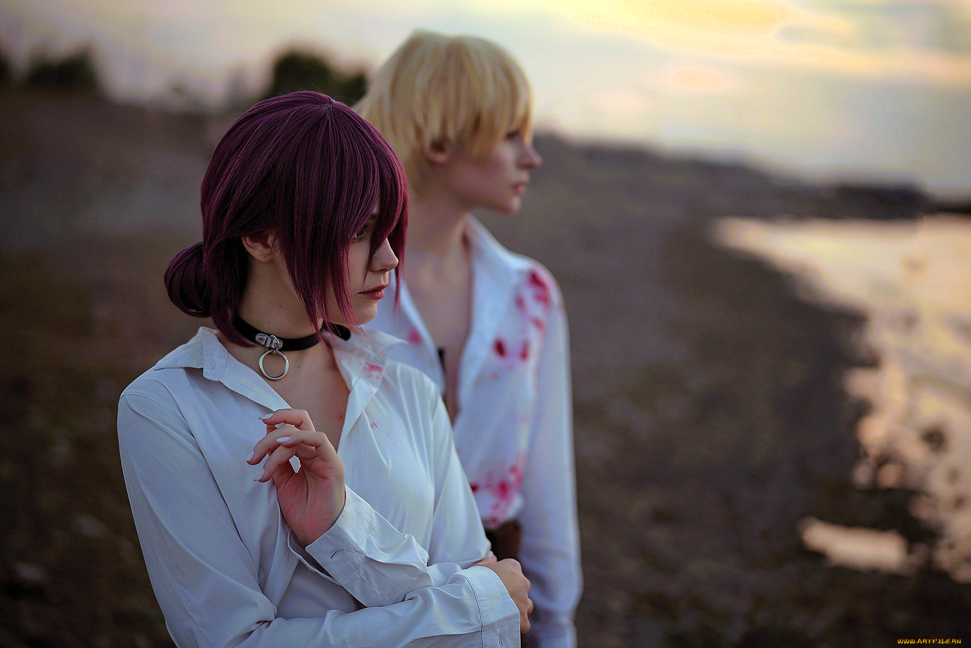 девушки, tenletters, образы, костюмы, косплей, кровь, берег
