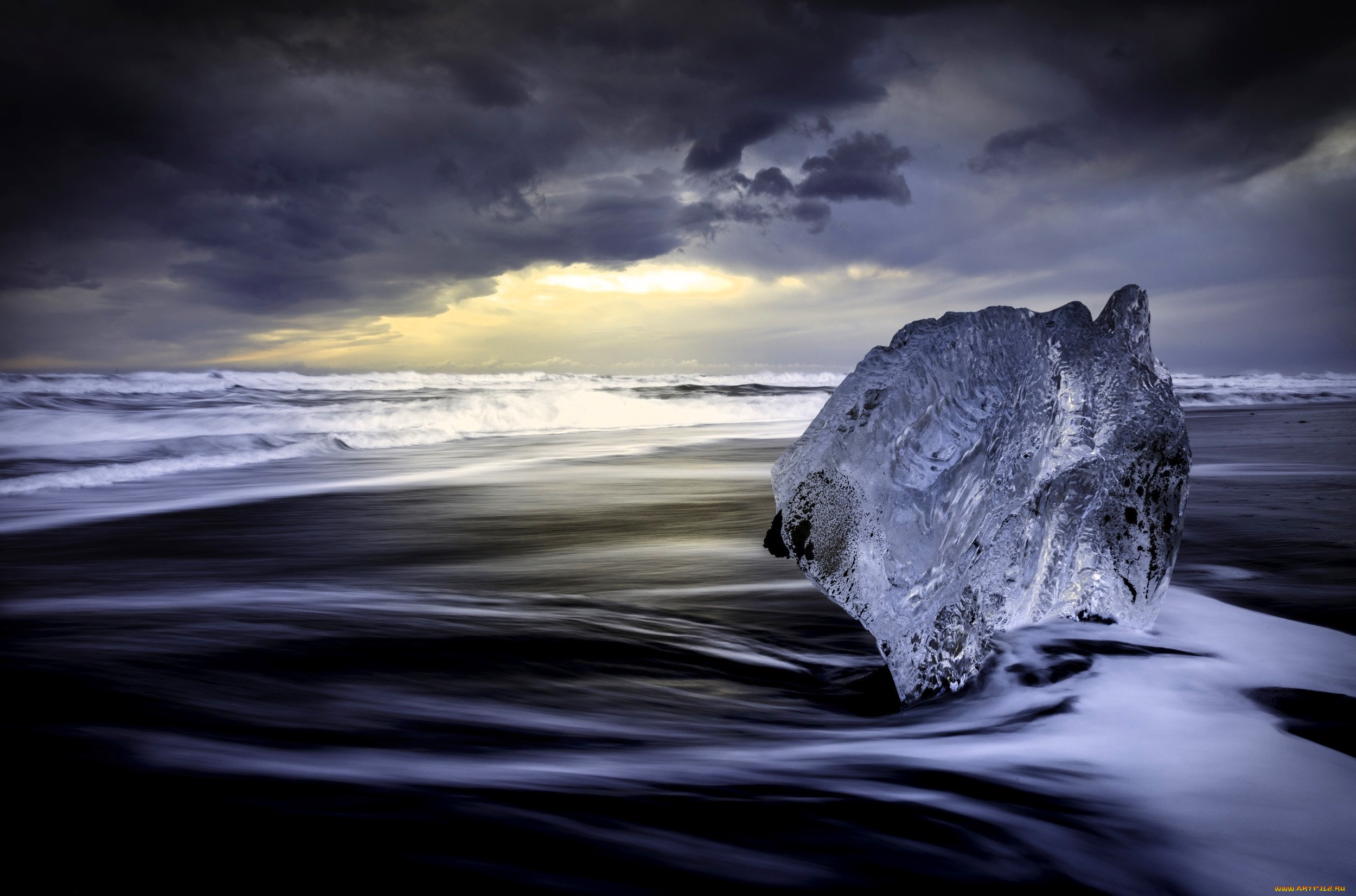 природа, моря, океаны, море, тучи, берег, льдина