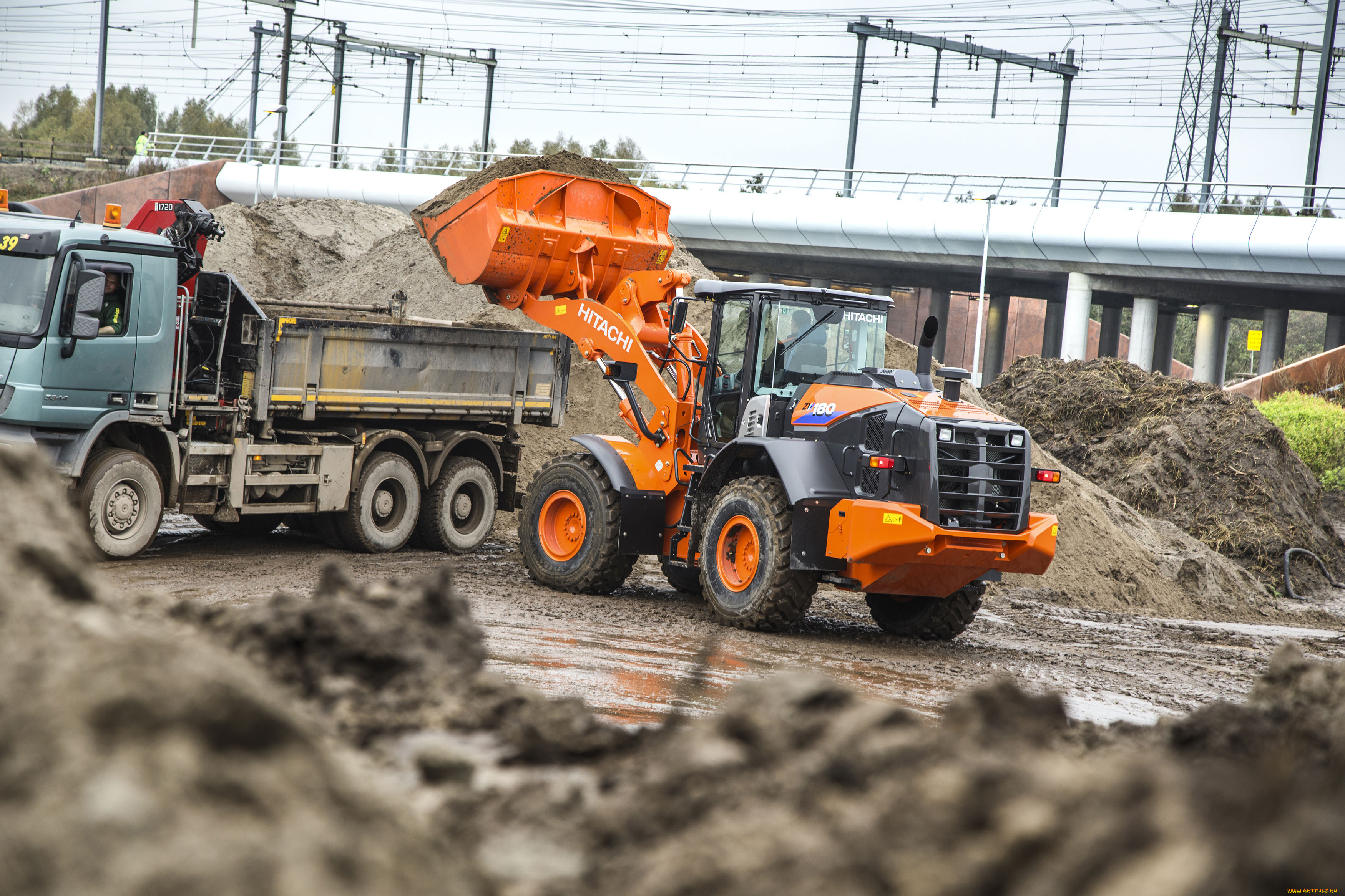 техника, фронтальные, погрузчики, hitachi