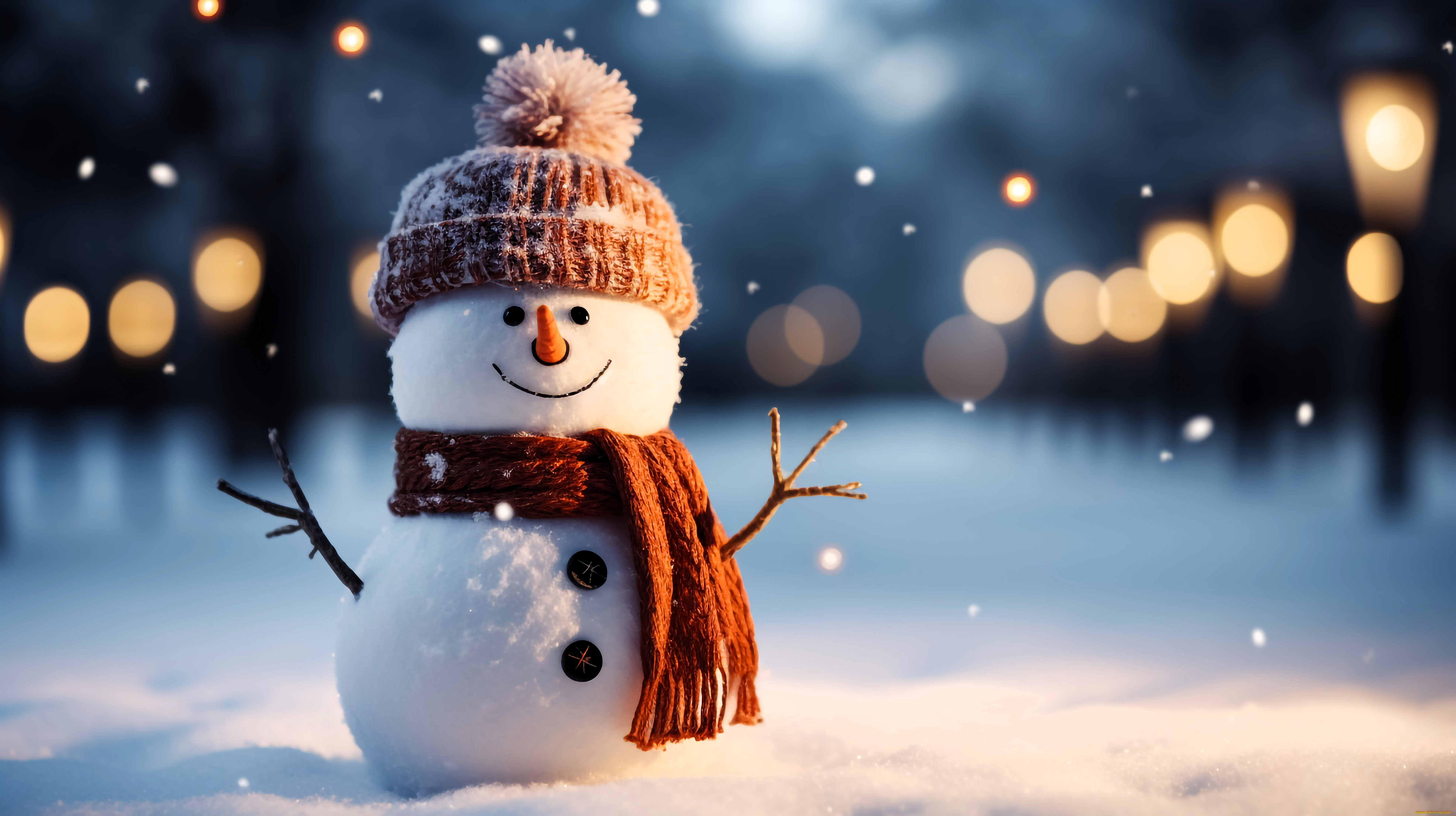 праздничные, снеговики, снеговик, шапка, шарф, снег