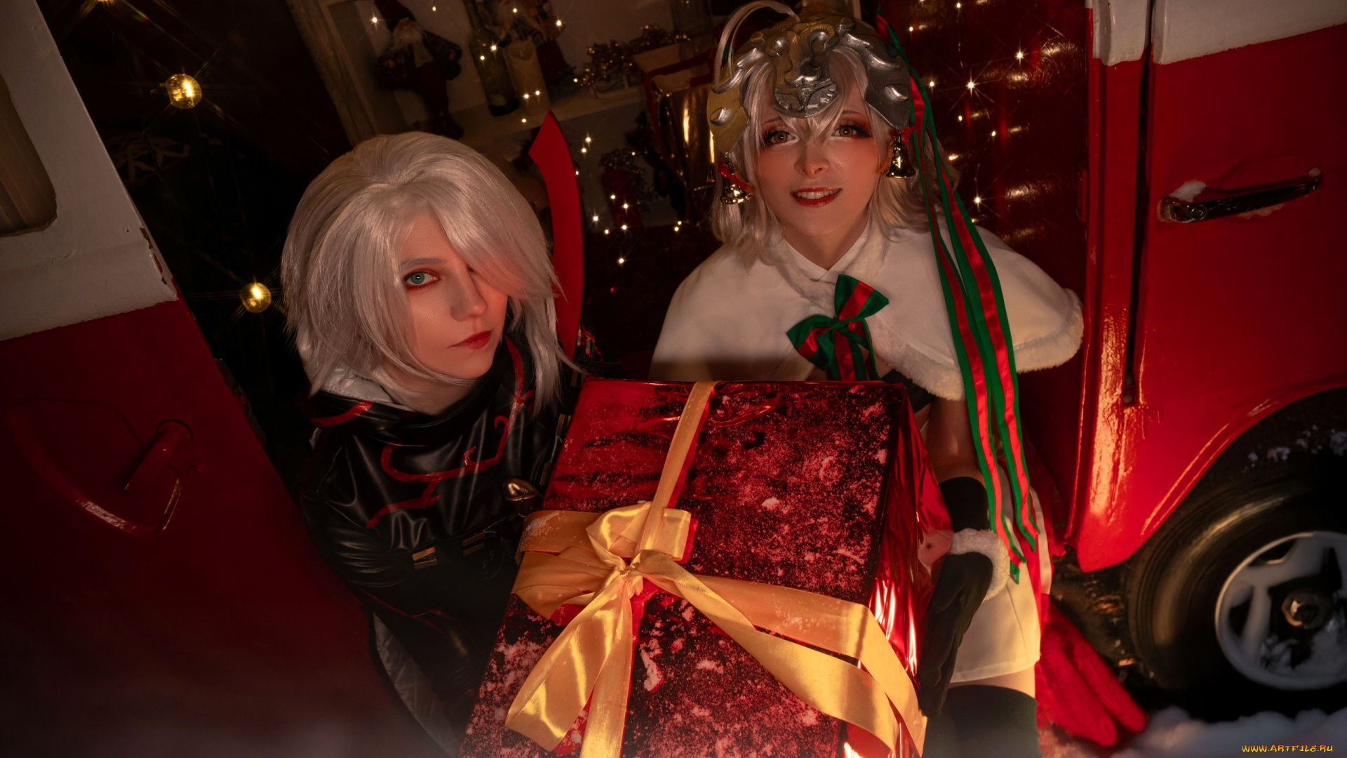 девушки, mari, aisu, образы, косплей, наряды, костюмы, машина, подарки, новый, год