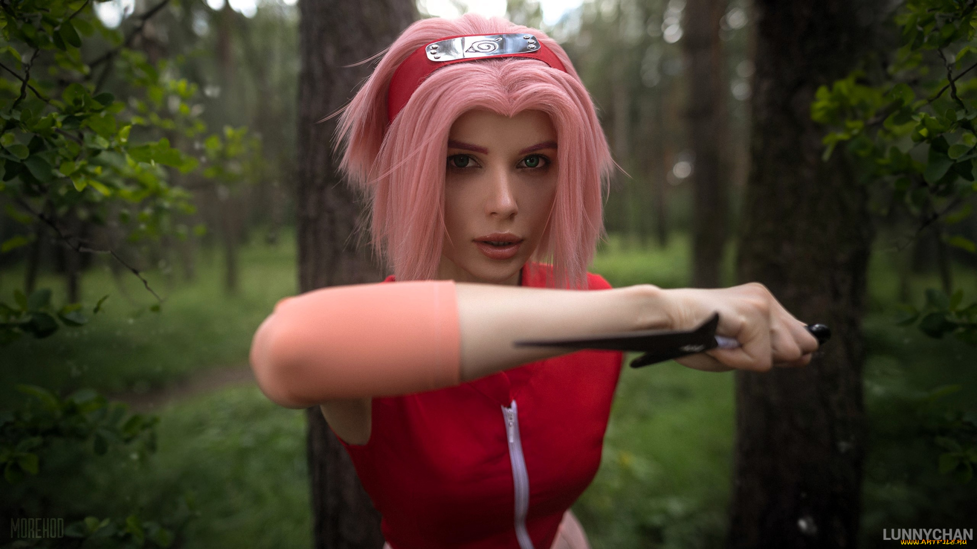 девушки, светлана, хофман, , lunny, chan, образ, косплей, наряд, костюм, оружие, лес