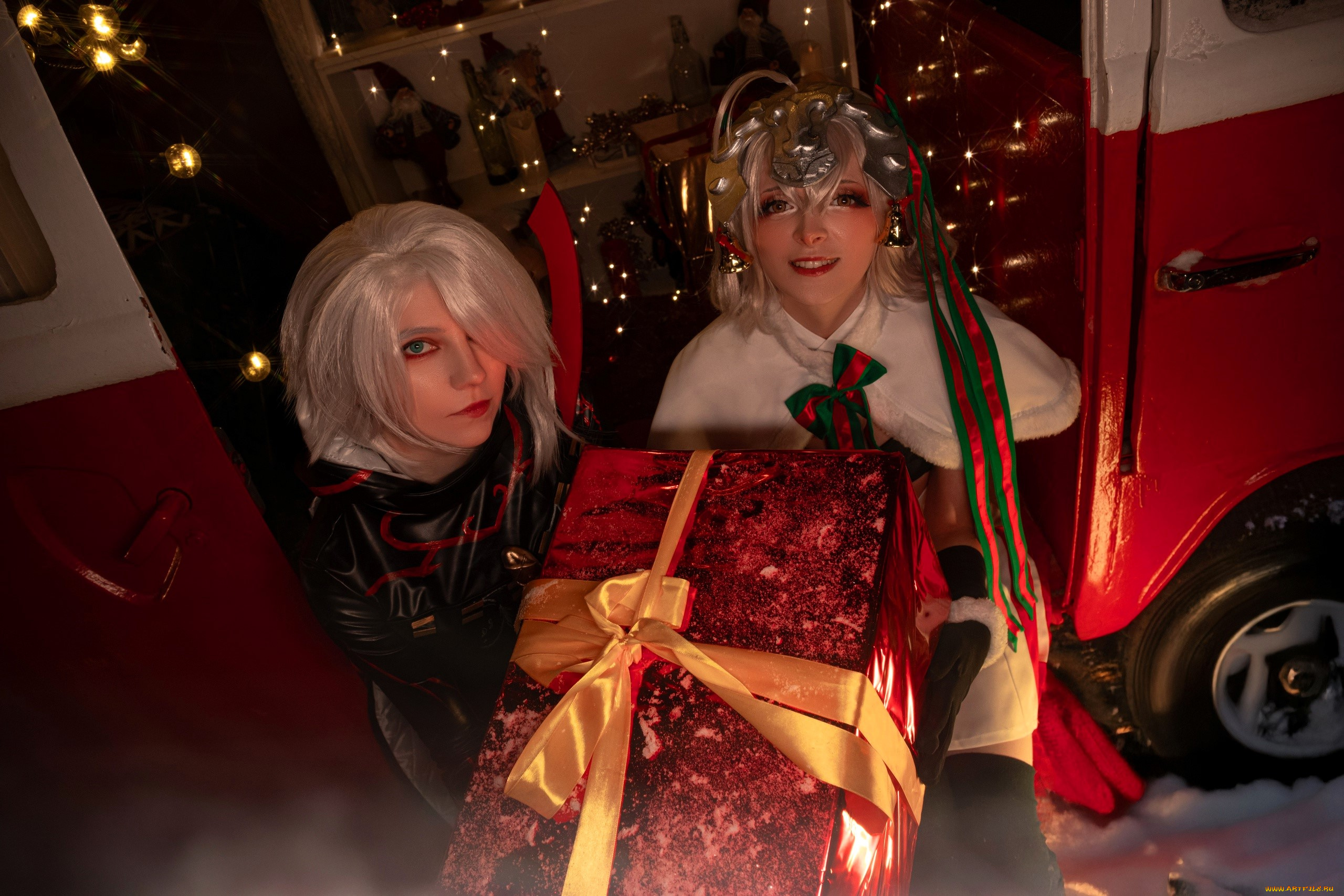 девушки, mari, aisu, образы, косплей, наряды, костюмы, машина, подарки, новый, год