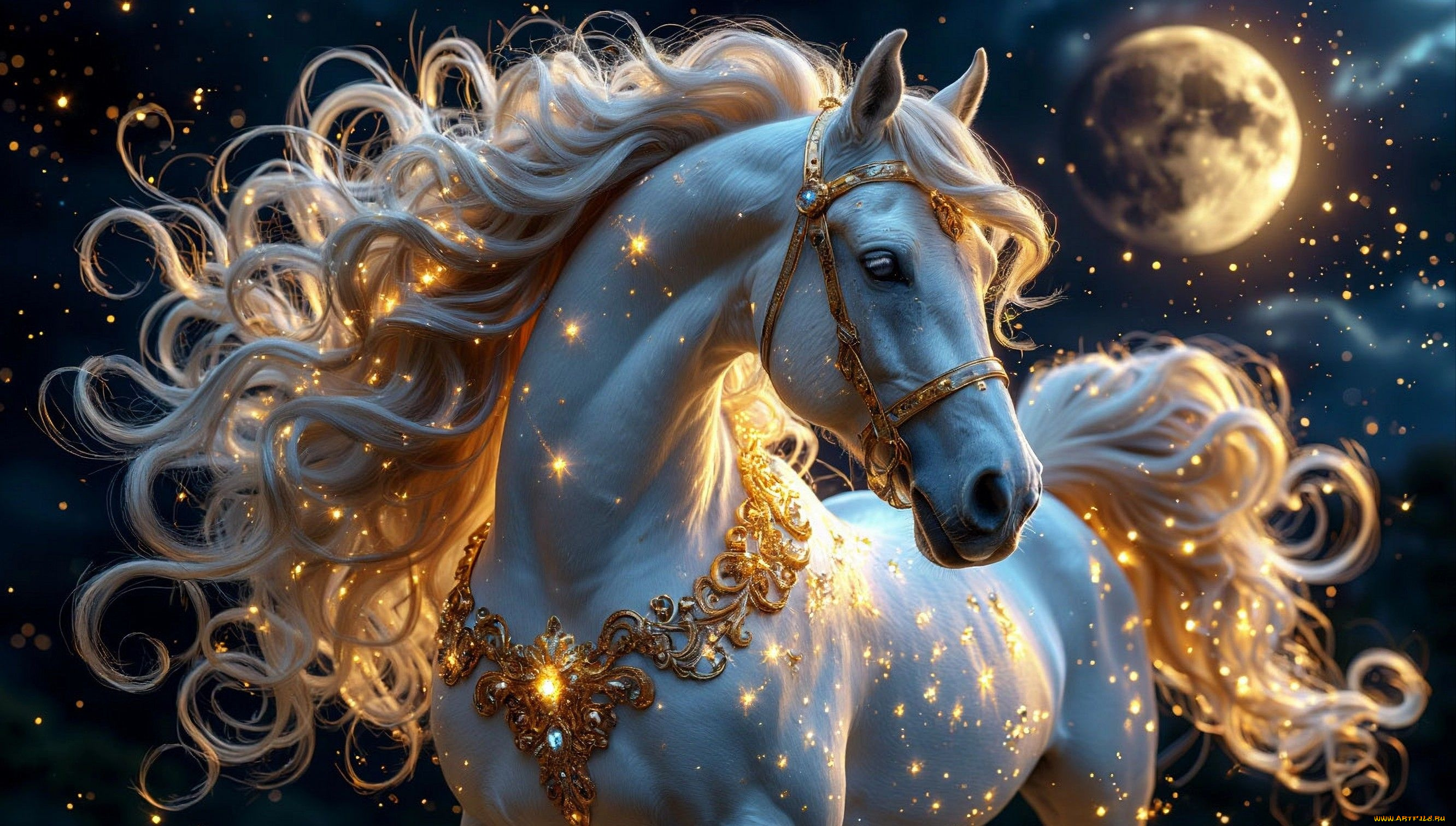 3д, графика, животные, , animals, лошадь, новый, год