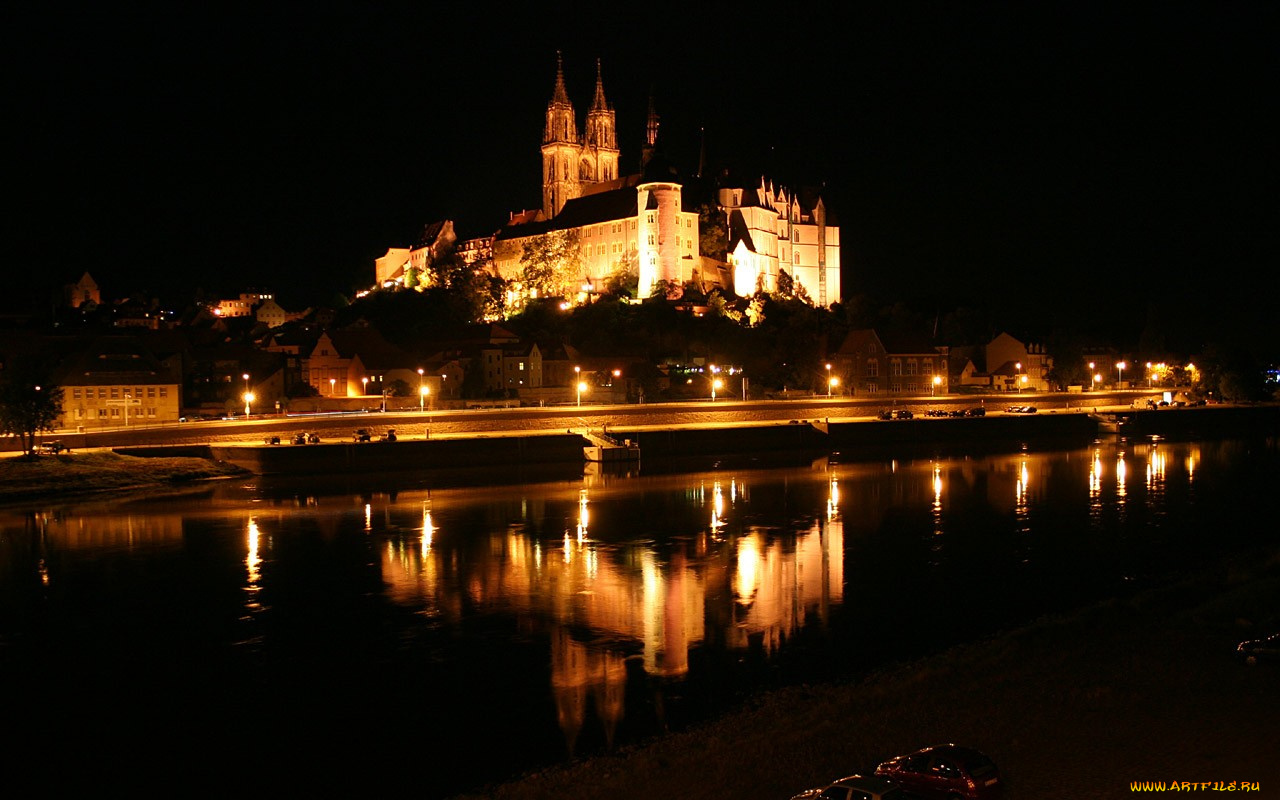 города, огни, ночного