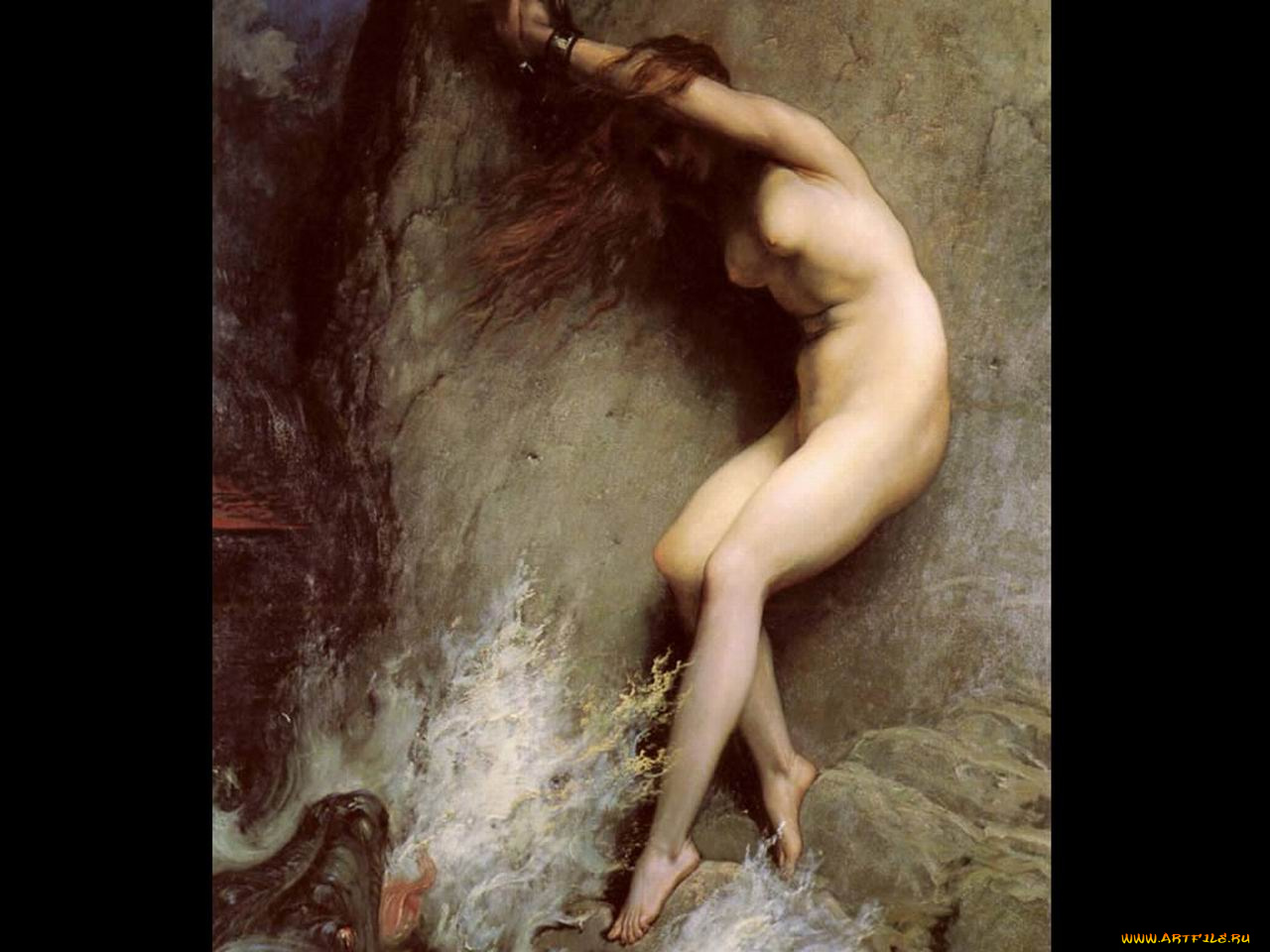 поль, густав, доре, андромеда, рисованные, живопись