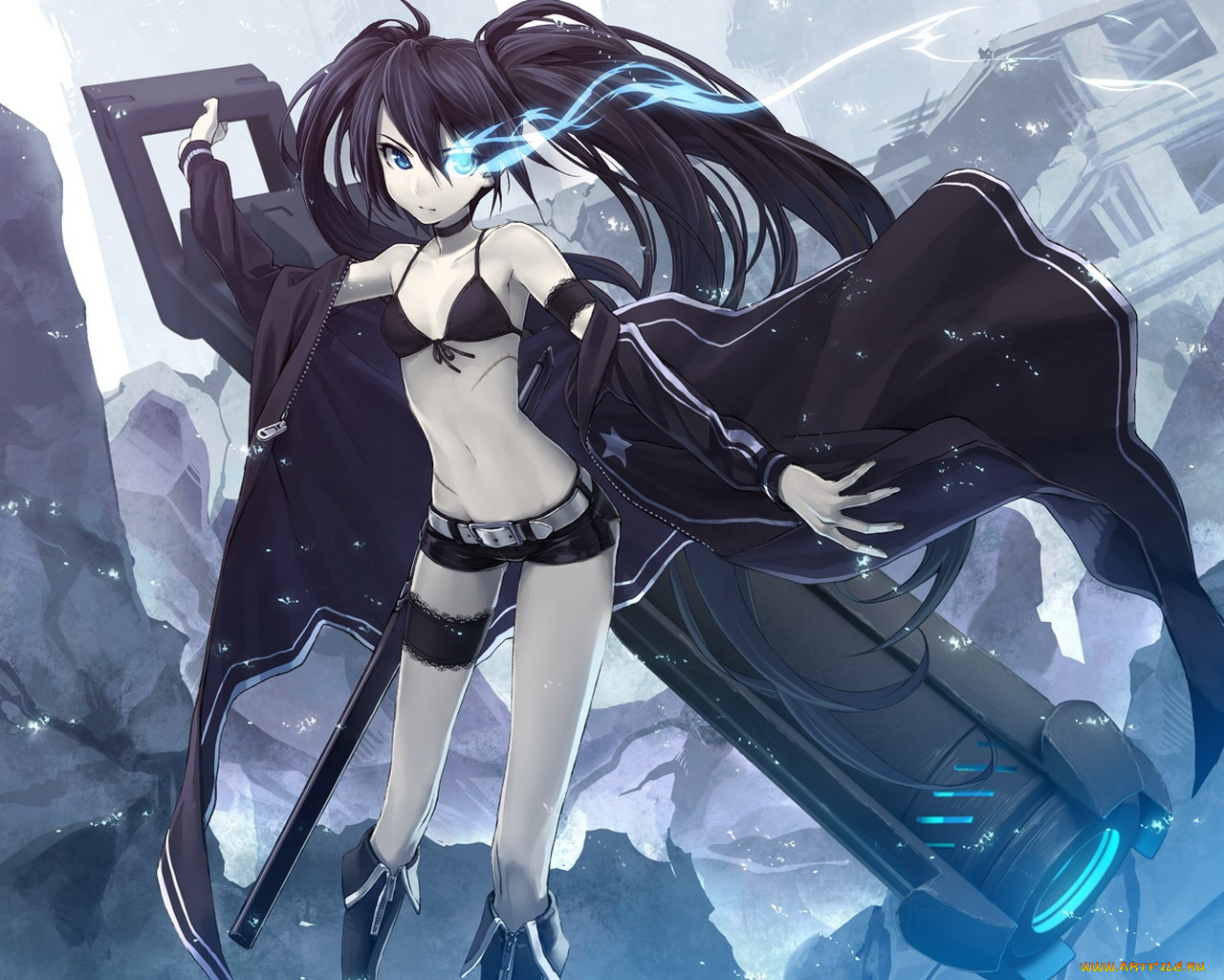 аниме, black, rock, shooter