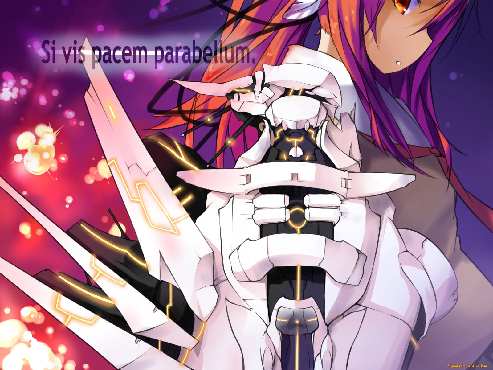 аниме, weapon, blood, technology