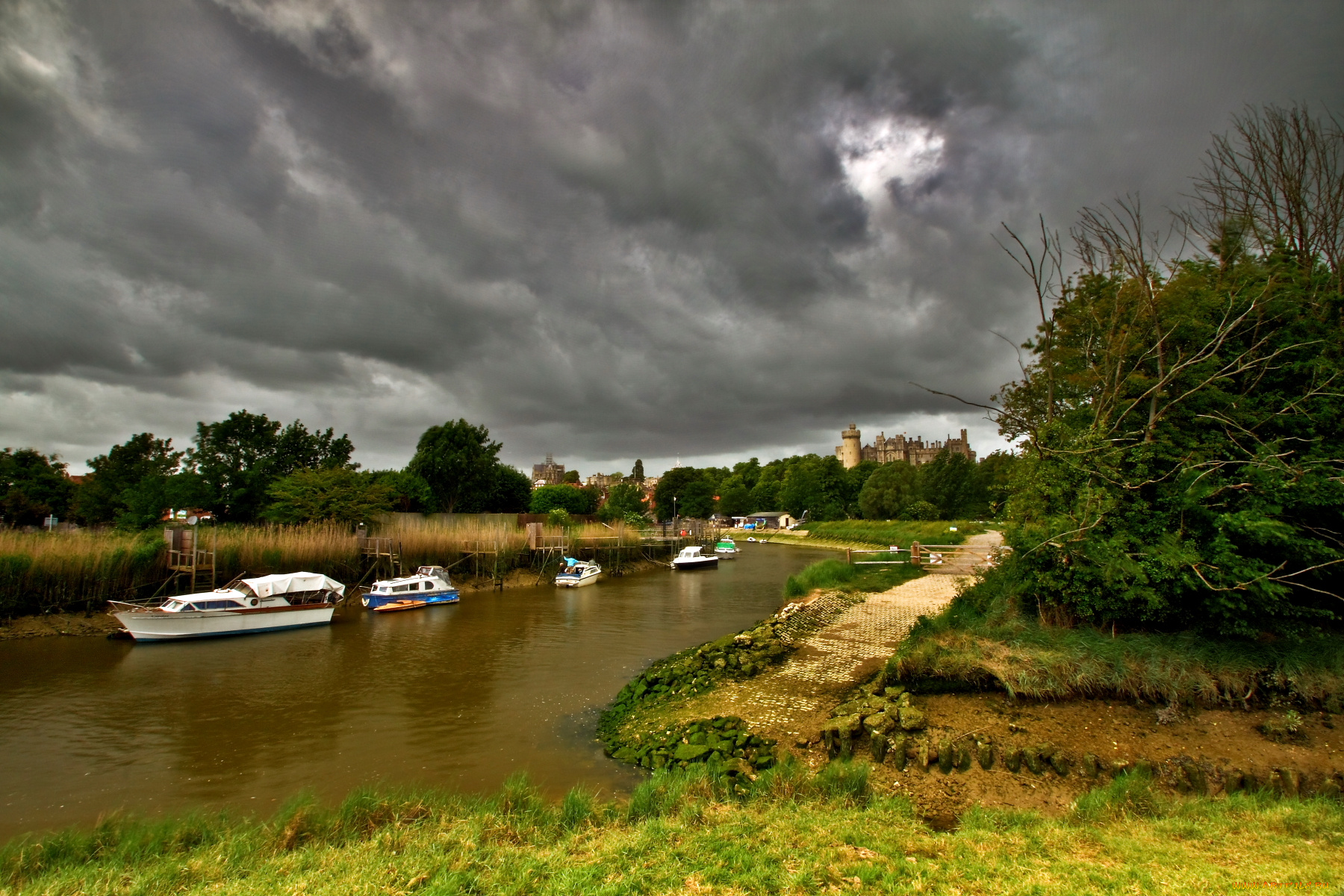 природа, пейзажи, вечер, берег, вода, тучи, река