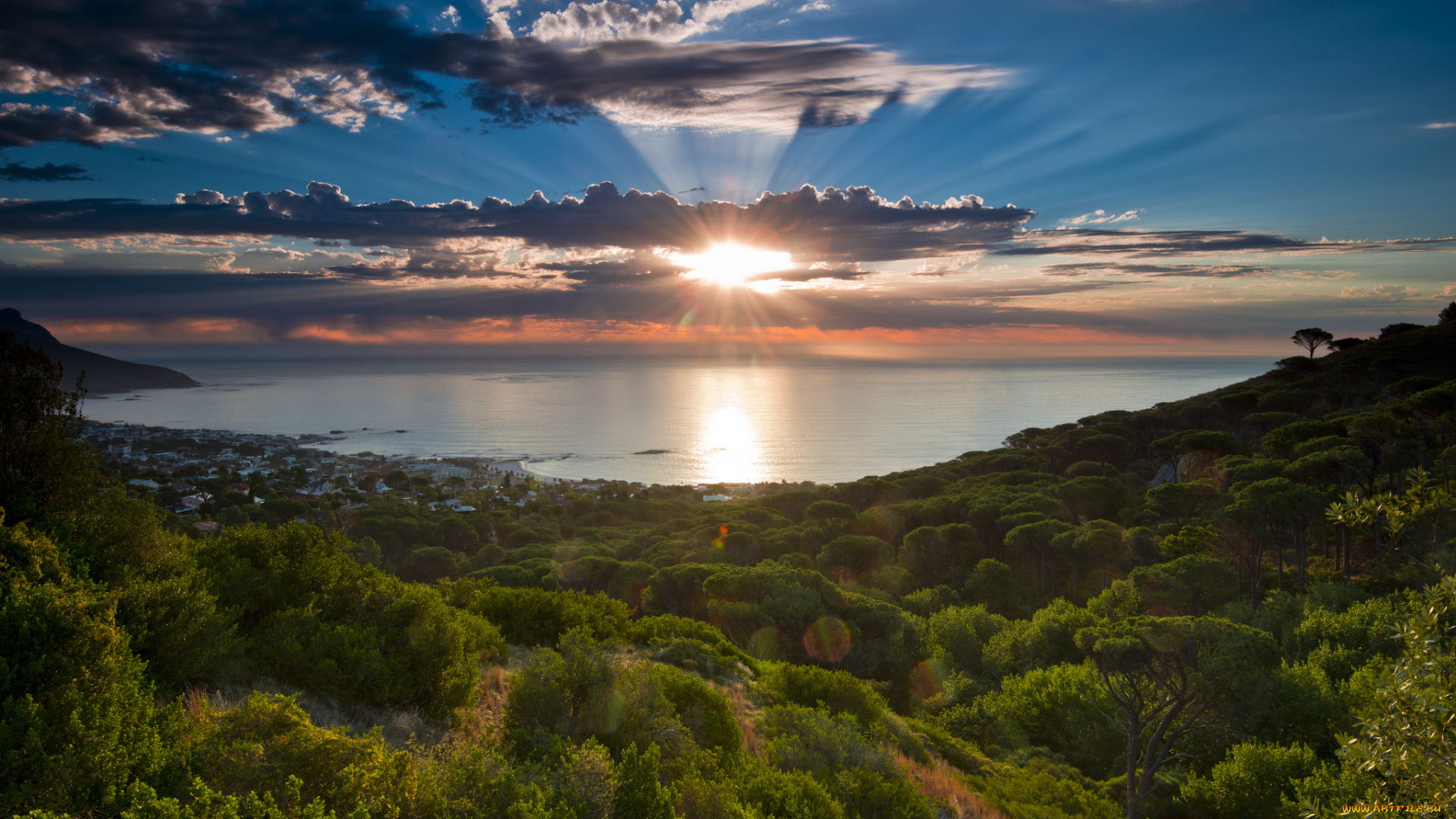 camps, bay, cape, town, south, africa, природа, восходы, закаты, кейптаун, южная, африка, океан, закат