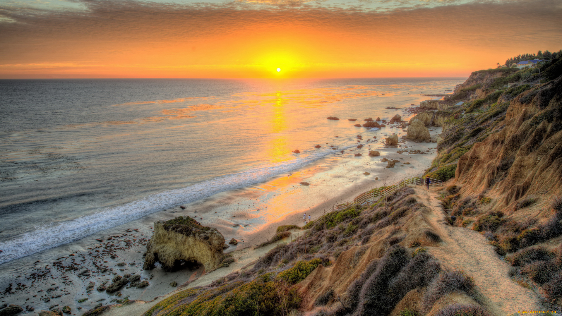 malibu, landscapes, природа, восходы, закаты, океан, берег, закат