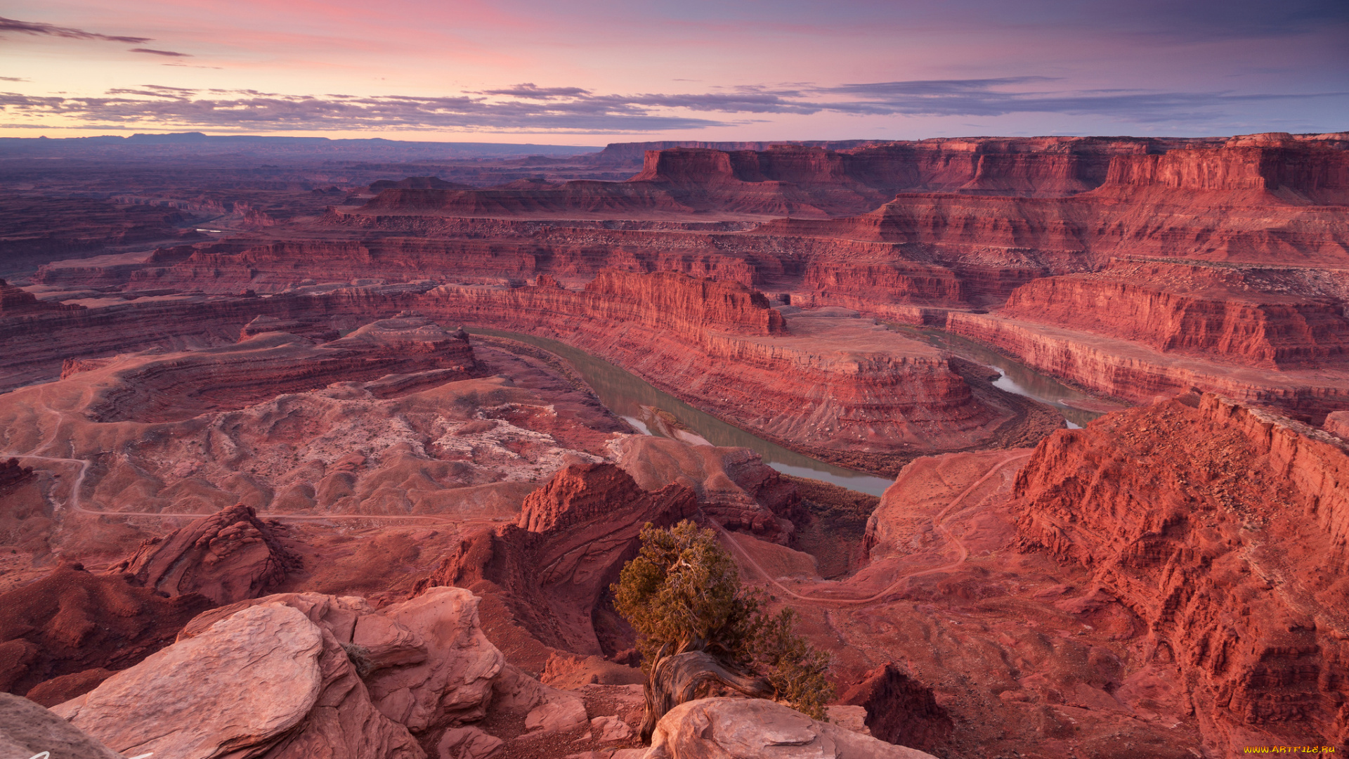 природа, горы, тучи, панорама, река, каньон