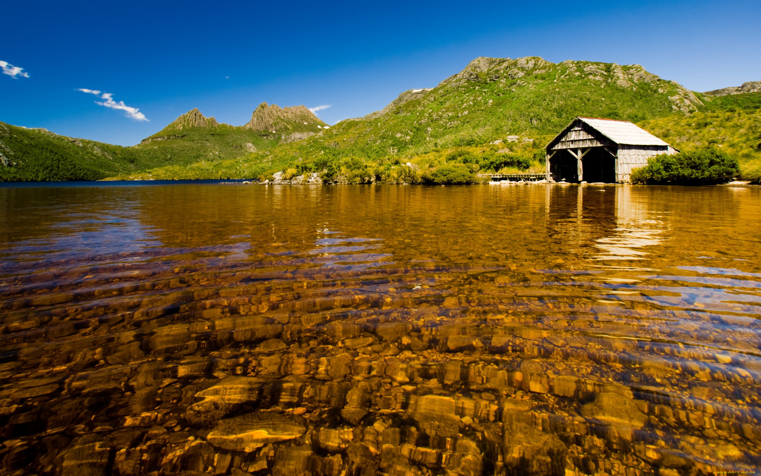 природа, реки, озера, дно, горы, постройка, прозрачное, озеро