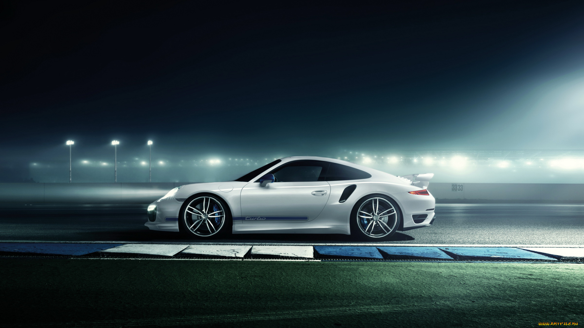 2014, porsche, 911, turbo, , techart, автомобили, porsche, ночь, тюнинг, белый, огни