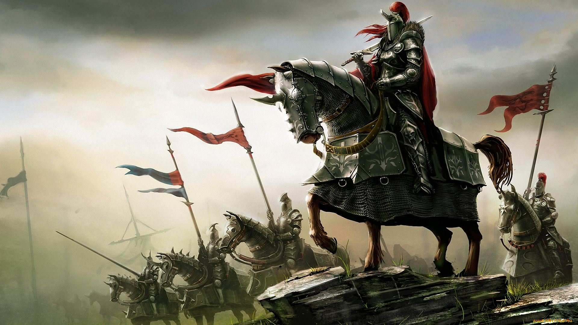 фэнтези, иные, миры, , иные, времена, доспехи, знамена, всадники, войско, рать, рыцари, времена, иные