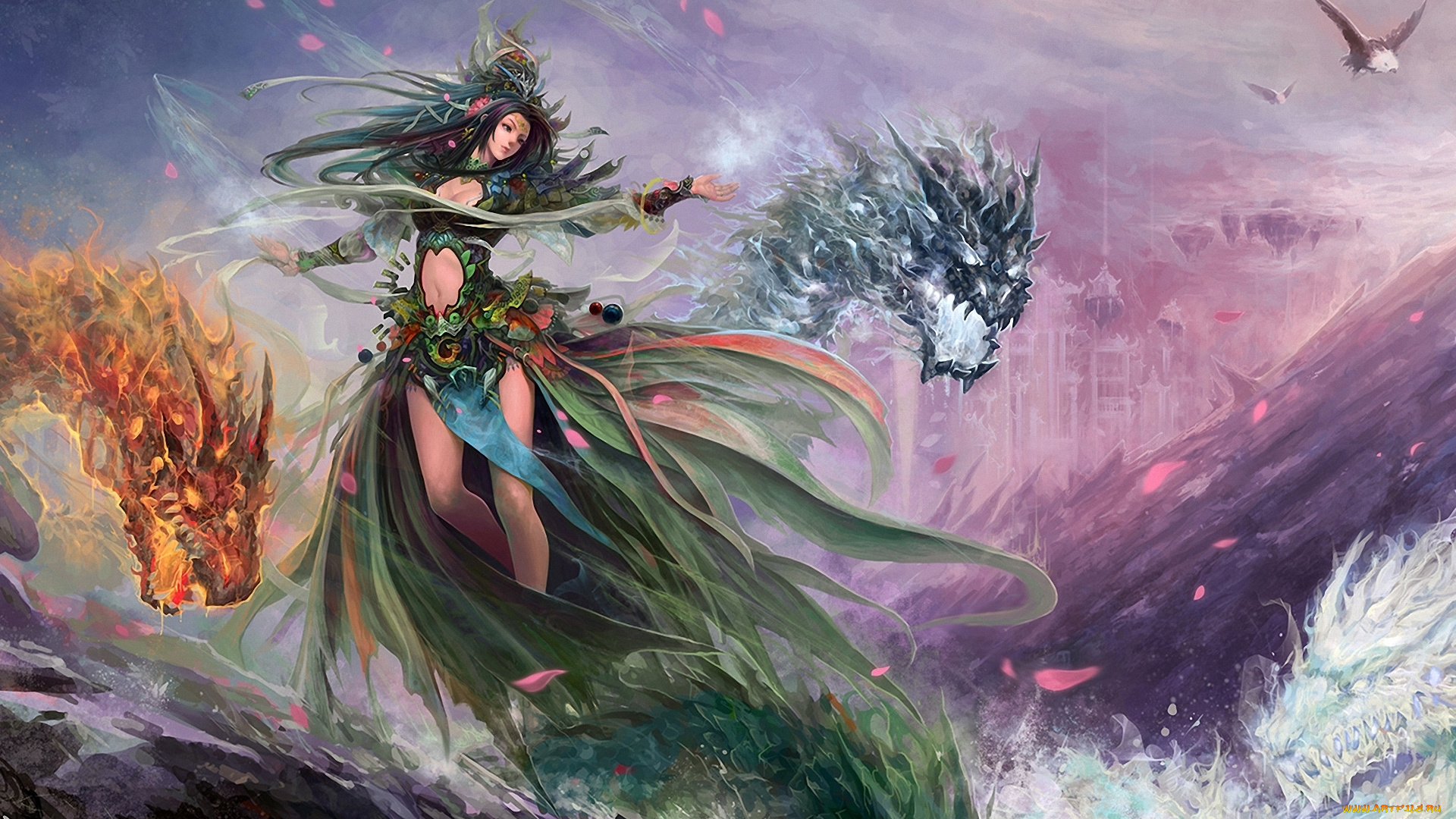 фэнтези, маги, , волшебники, девушка, стихии, волшебница, магия, драконы