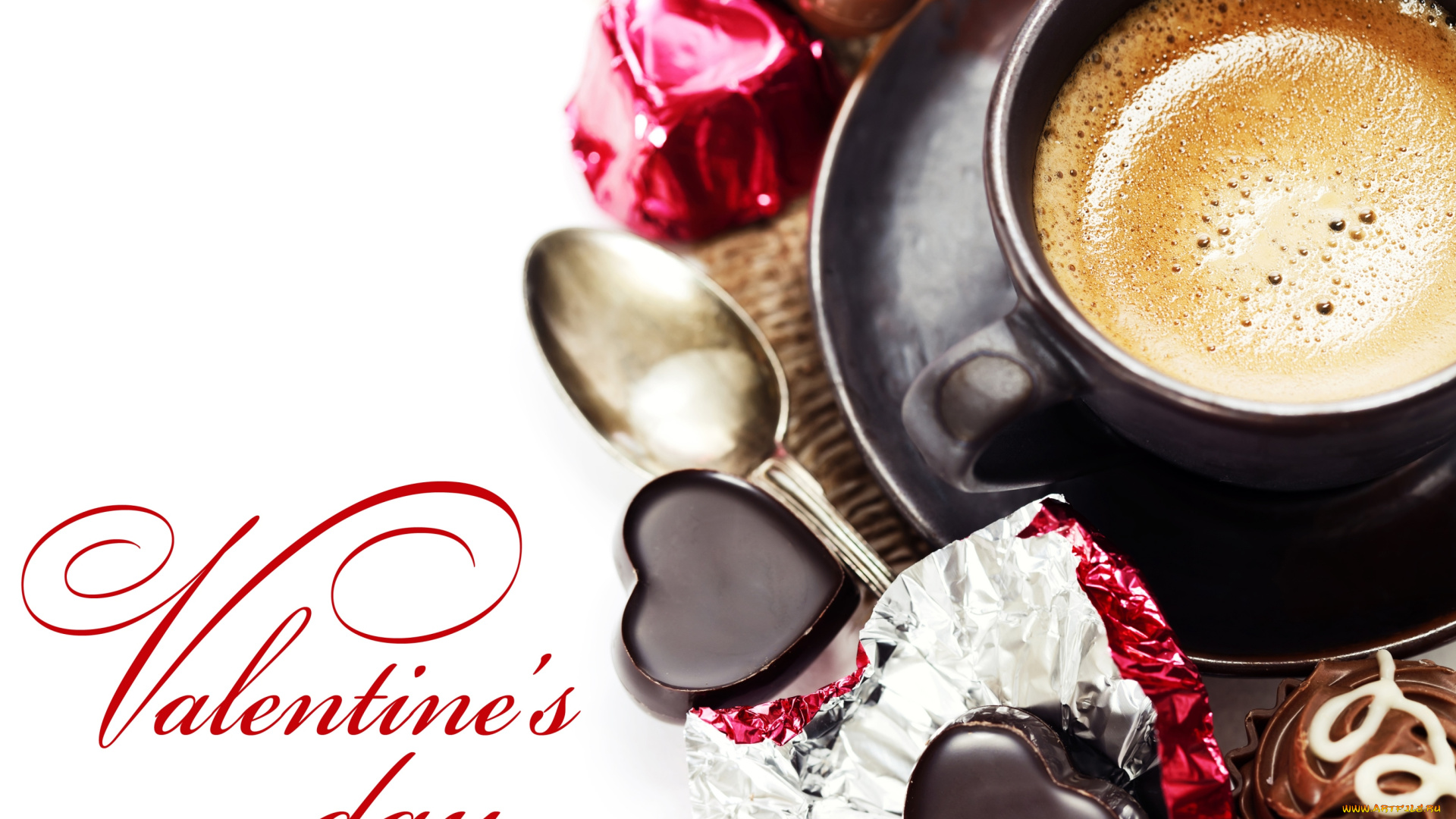 праздничные, день, святого, валентина, , сердечки, , любовь, конфеты, кофе