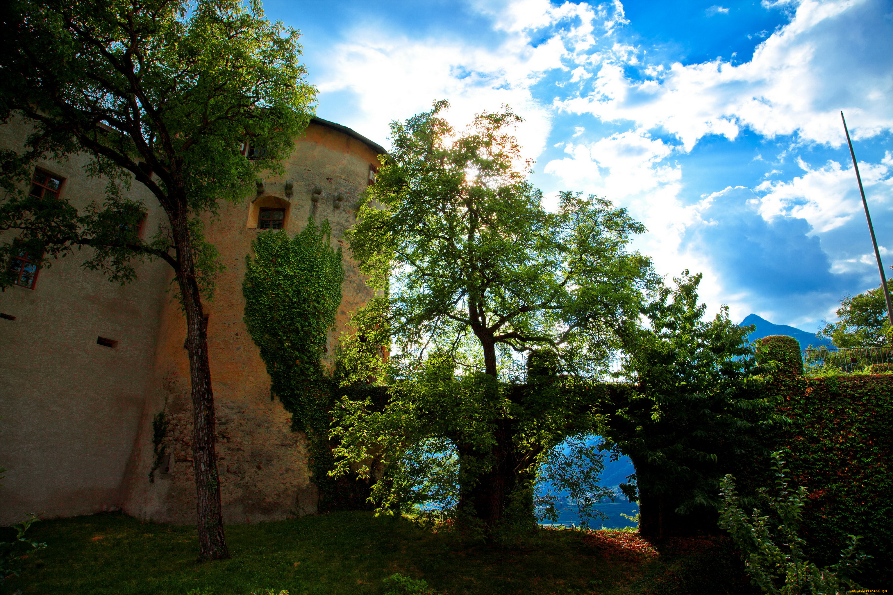 castle, schenna, италия, города, -, дворцы, , замки, , крепости, деревья, замок, италия, schenna, castle, трава