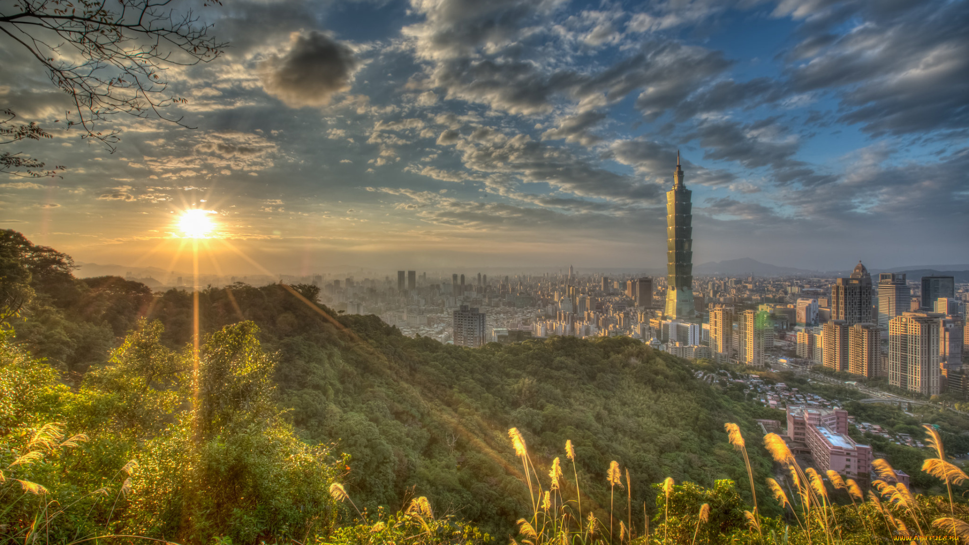 taipei, города, тайбэй, , тайвань, , китай, заря, панорама, город