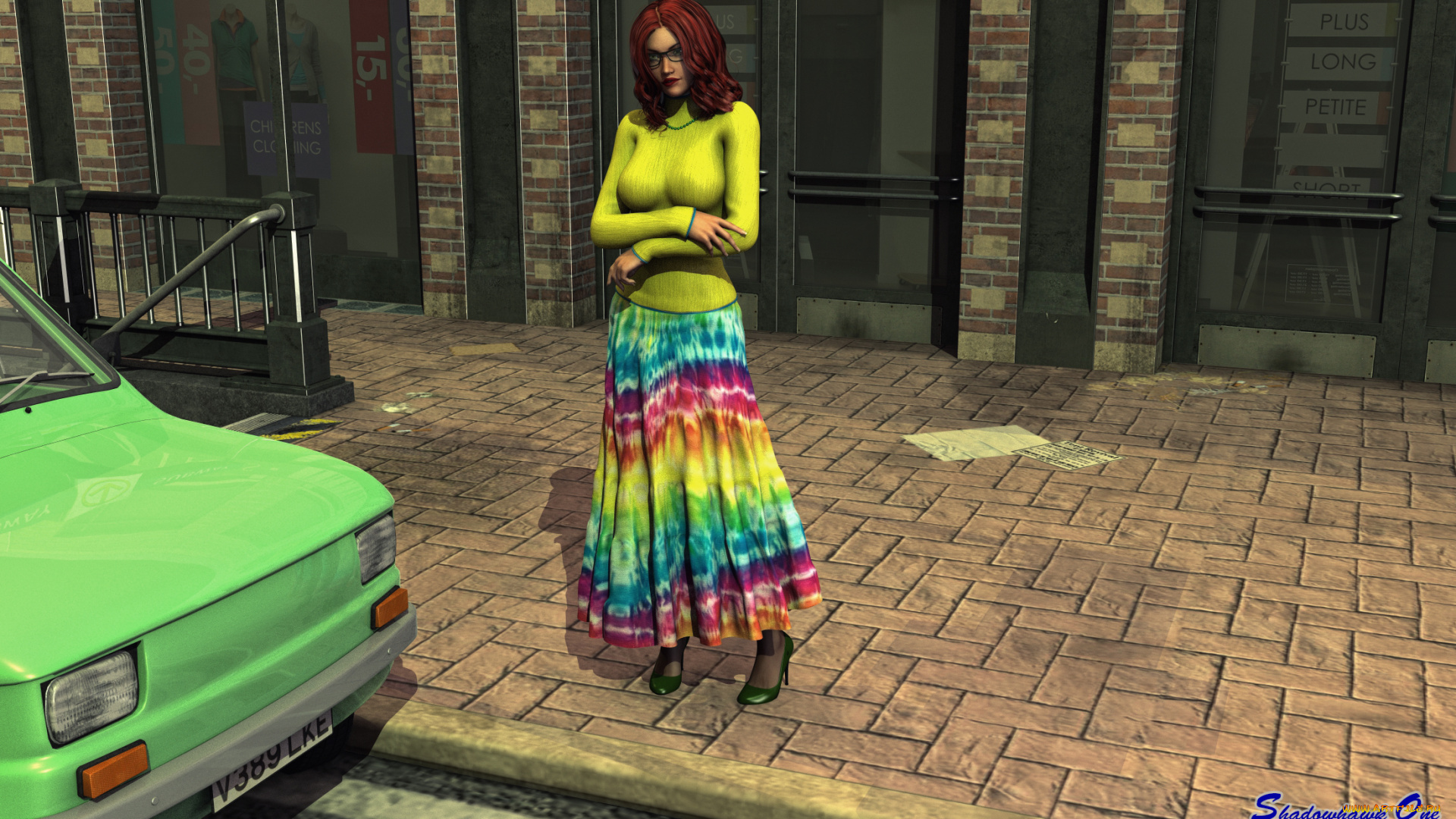 автомобили, 3d, car&girl, взгляд, девушка, автомобиль, фон