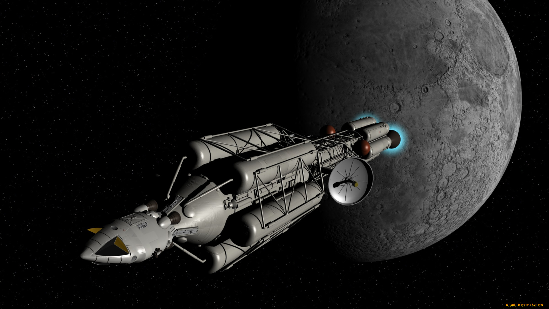 космос, арт, планета, вселенная, полет, космический, корабль