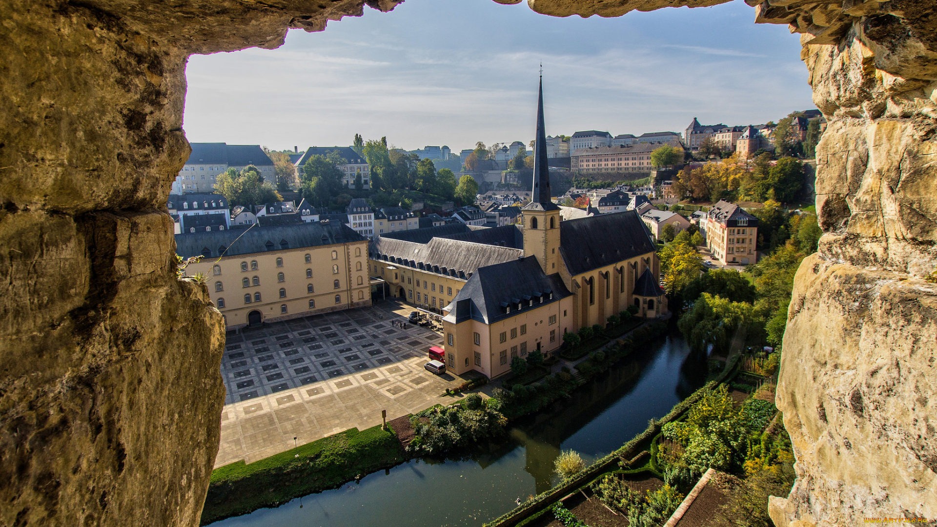 luxembourg, ville, города, -, столицы, государств, река, грот, здания