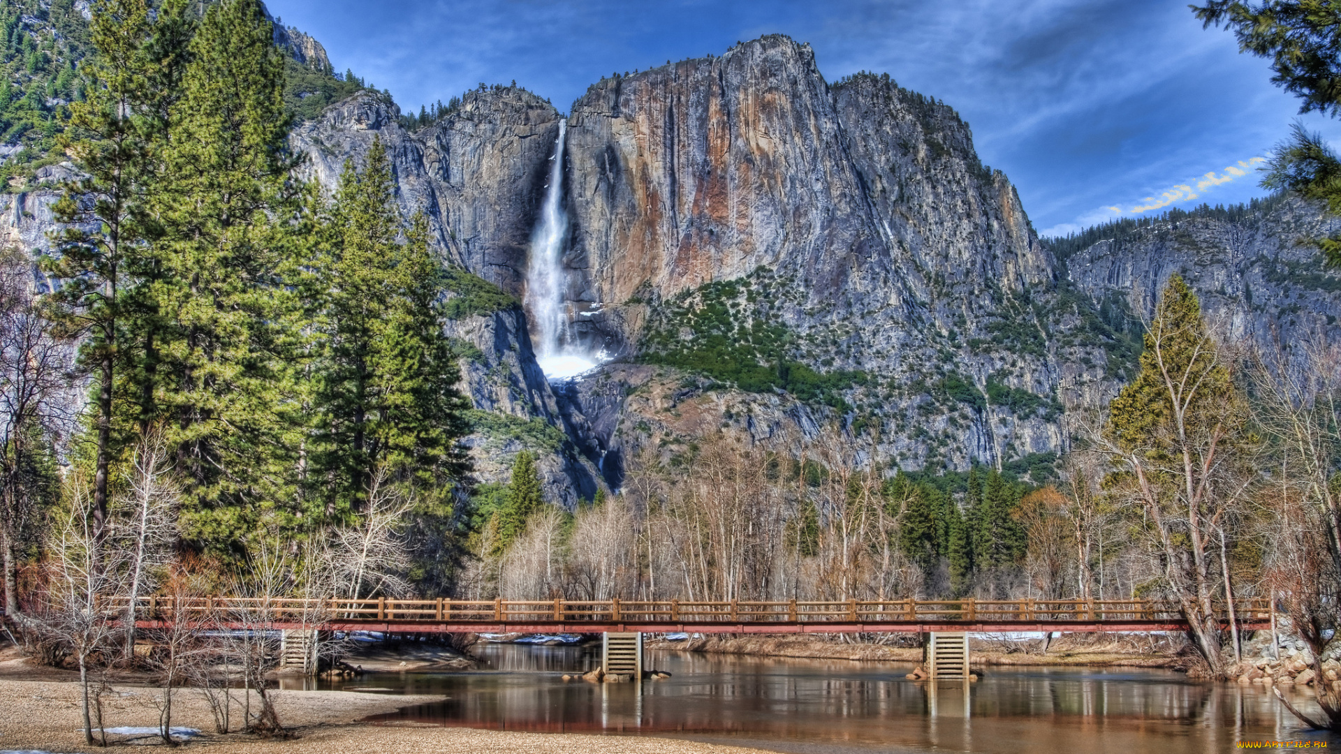 природа, водопады, горы, лес, река