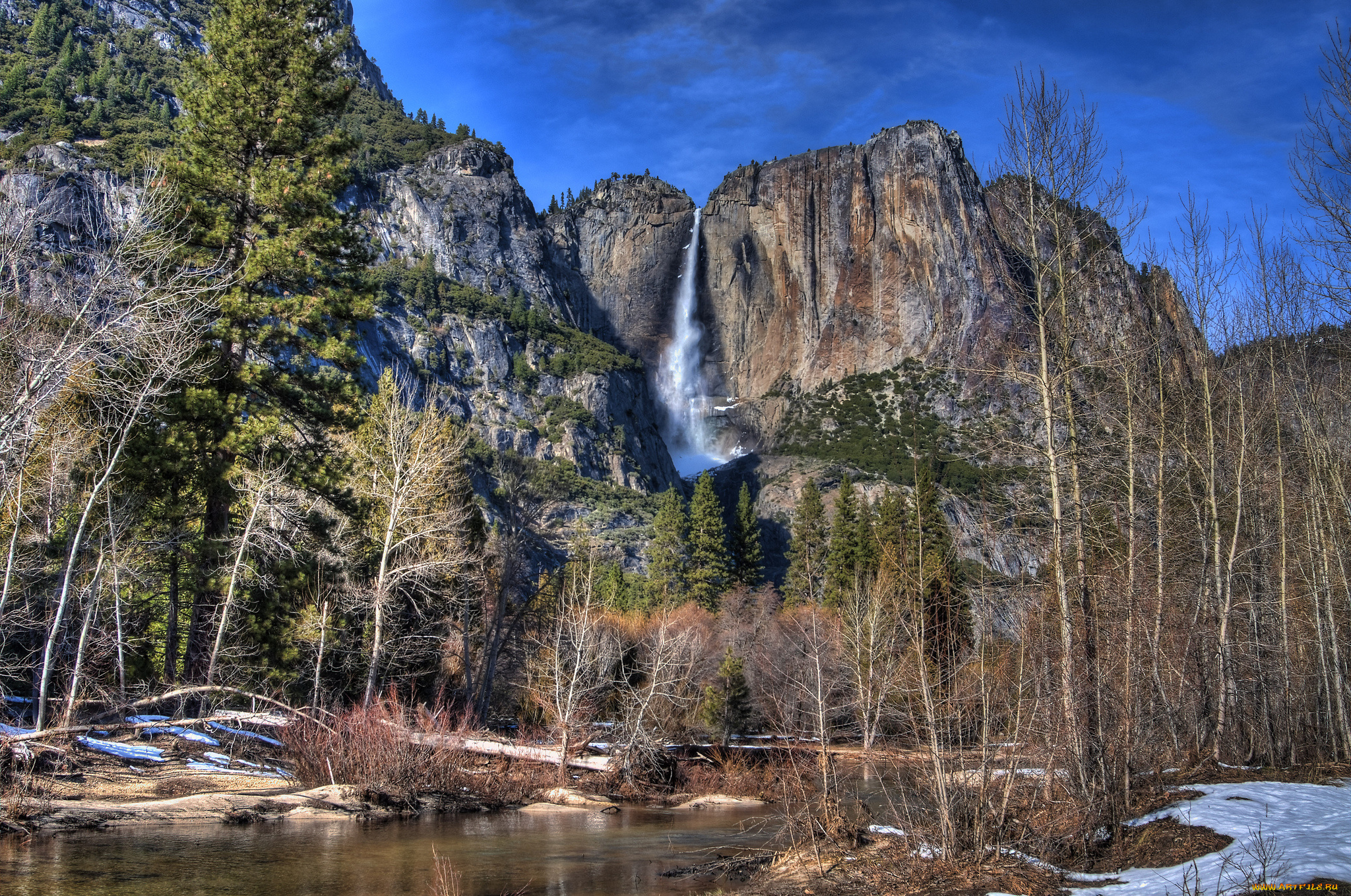 природа, водопады, горы, река, лес