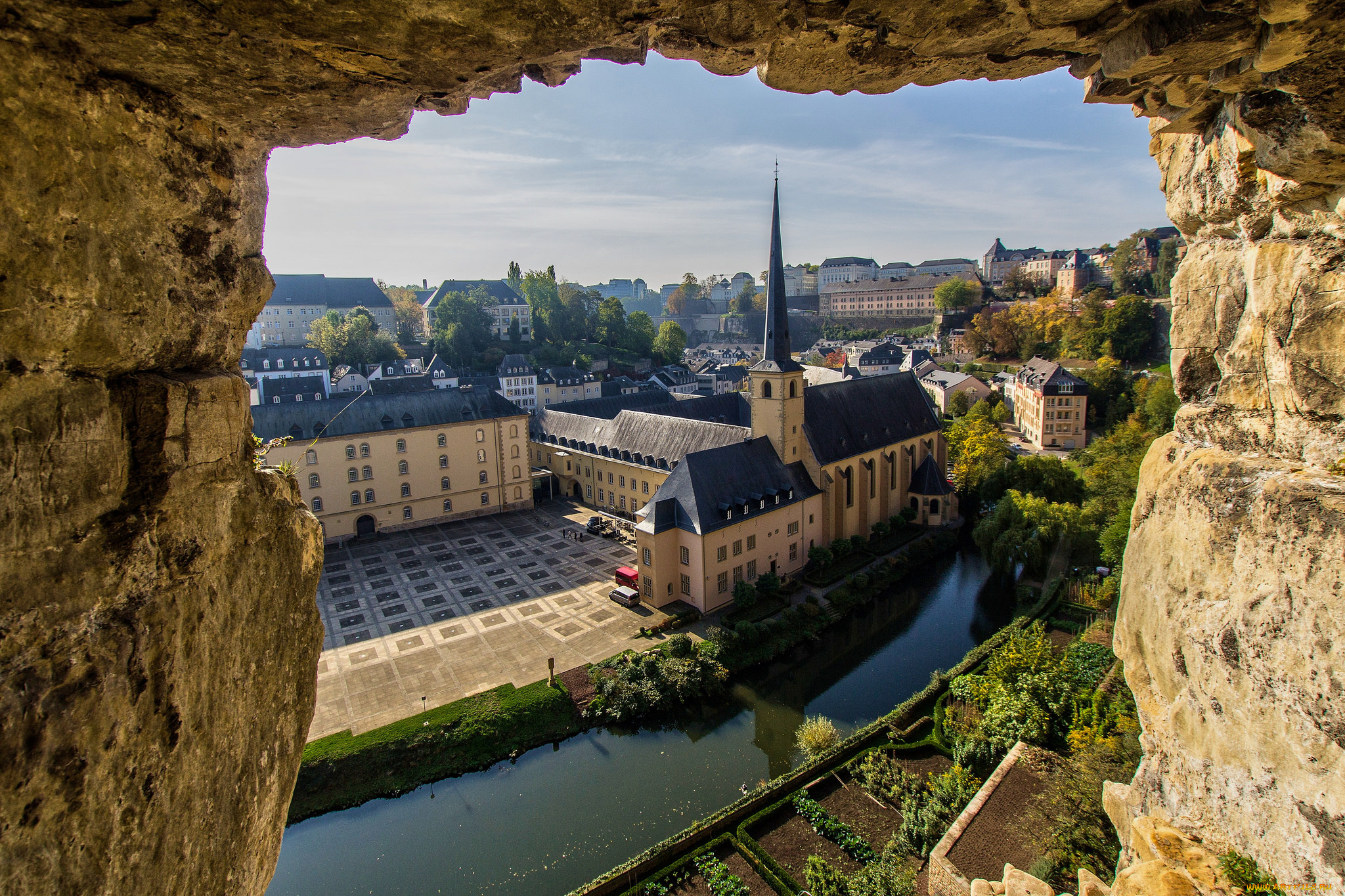 luxembourg, ville, города, -, столицы, государств, река, грот, здания
