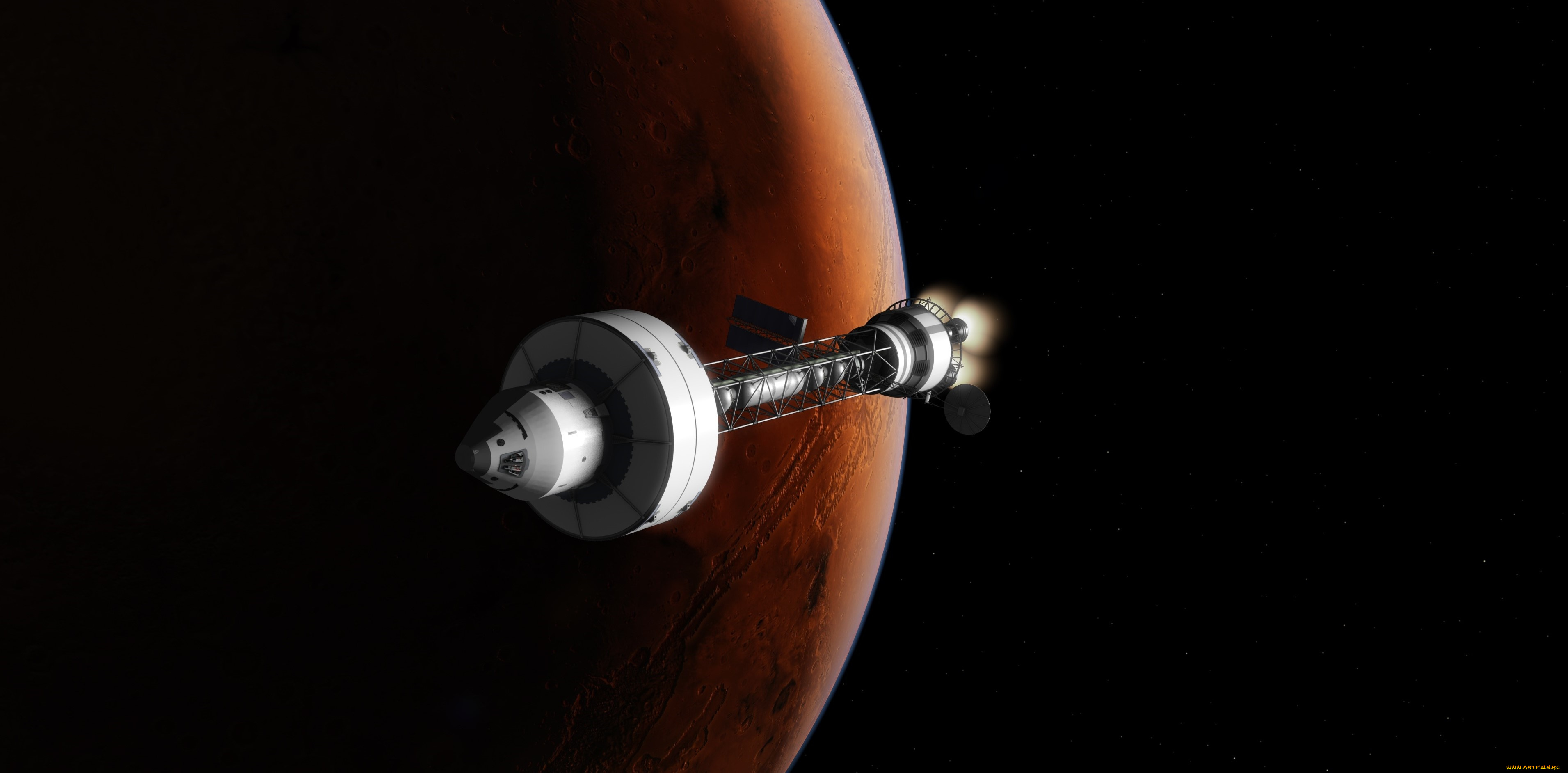 космос, арт, планета, вселенная, полет, космический, корабль