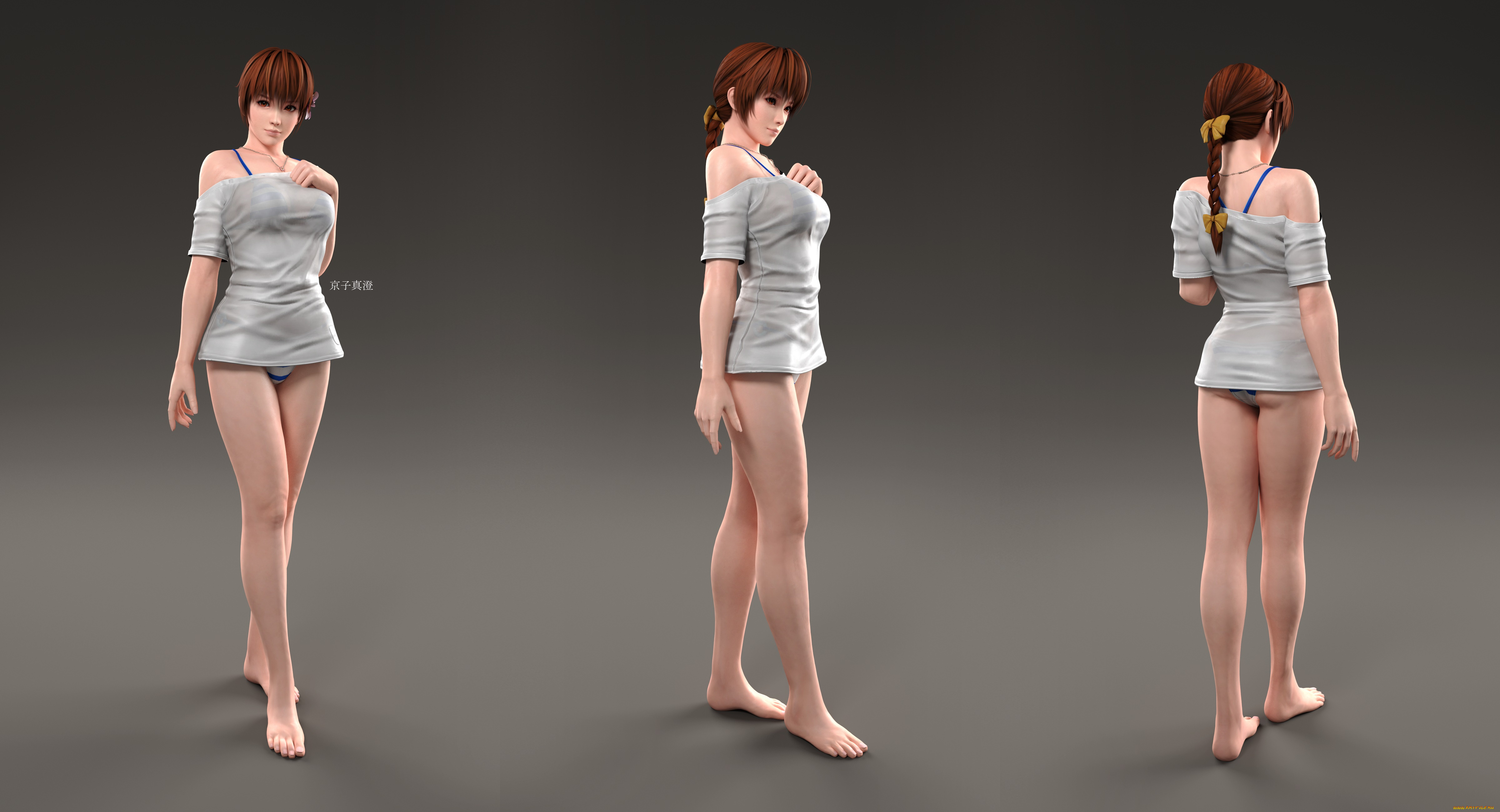 3д, графика, аниме, , anime, фон, взгляд, девушка