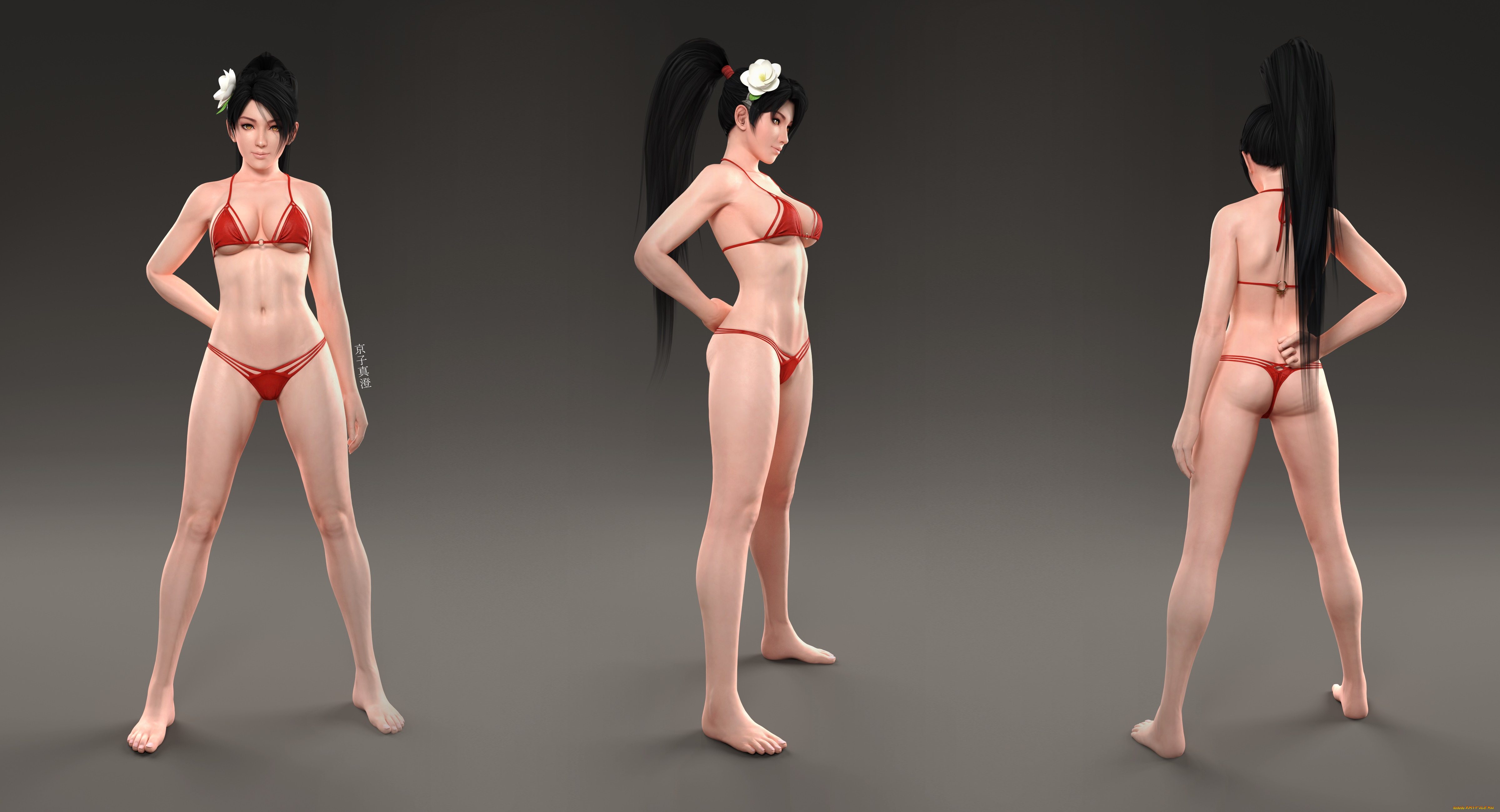 3д, графика, аниме, , anime, фон, взгляд, девушка