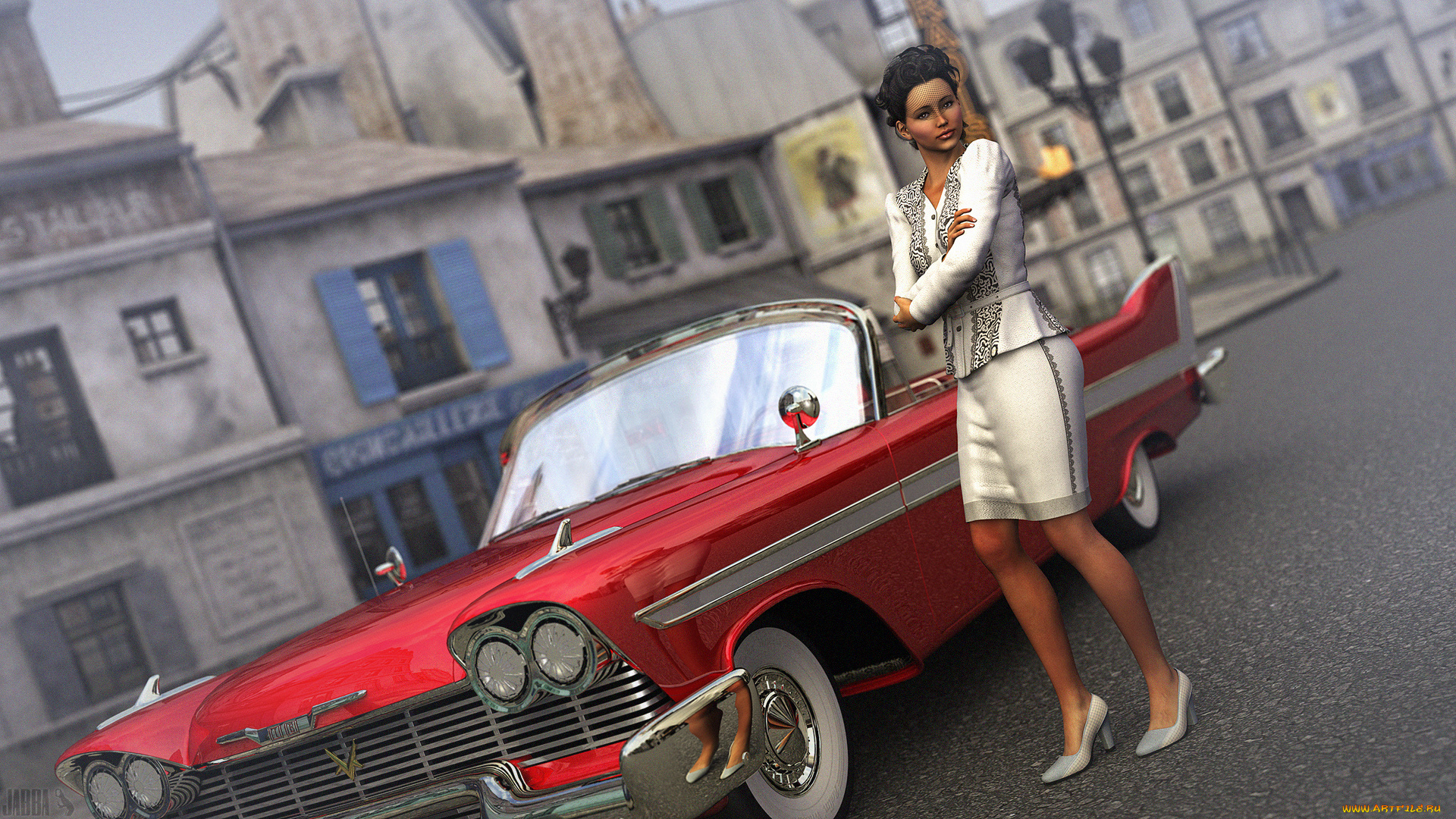 3д, графика, люди-авто, мото, , people-, car, , , moto, автомобиь, фон, взгляд, девушка