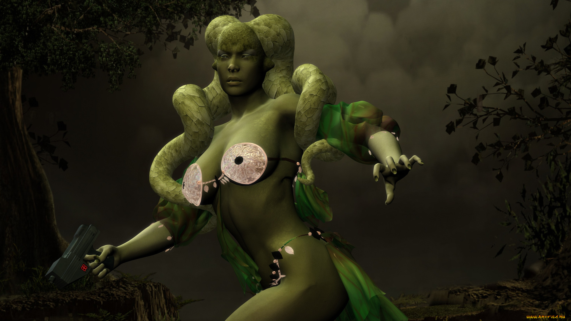 3д, графика, существа, , creatures, фон, взгляд, халк, оружие