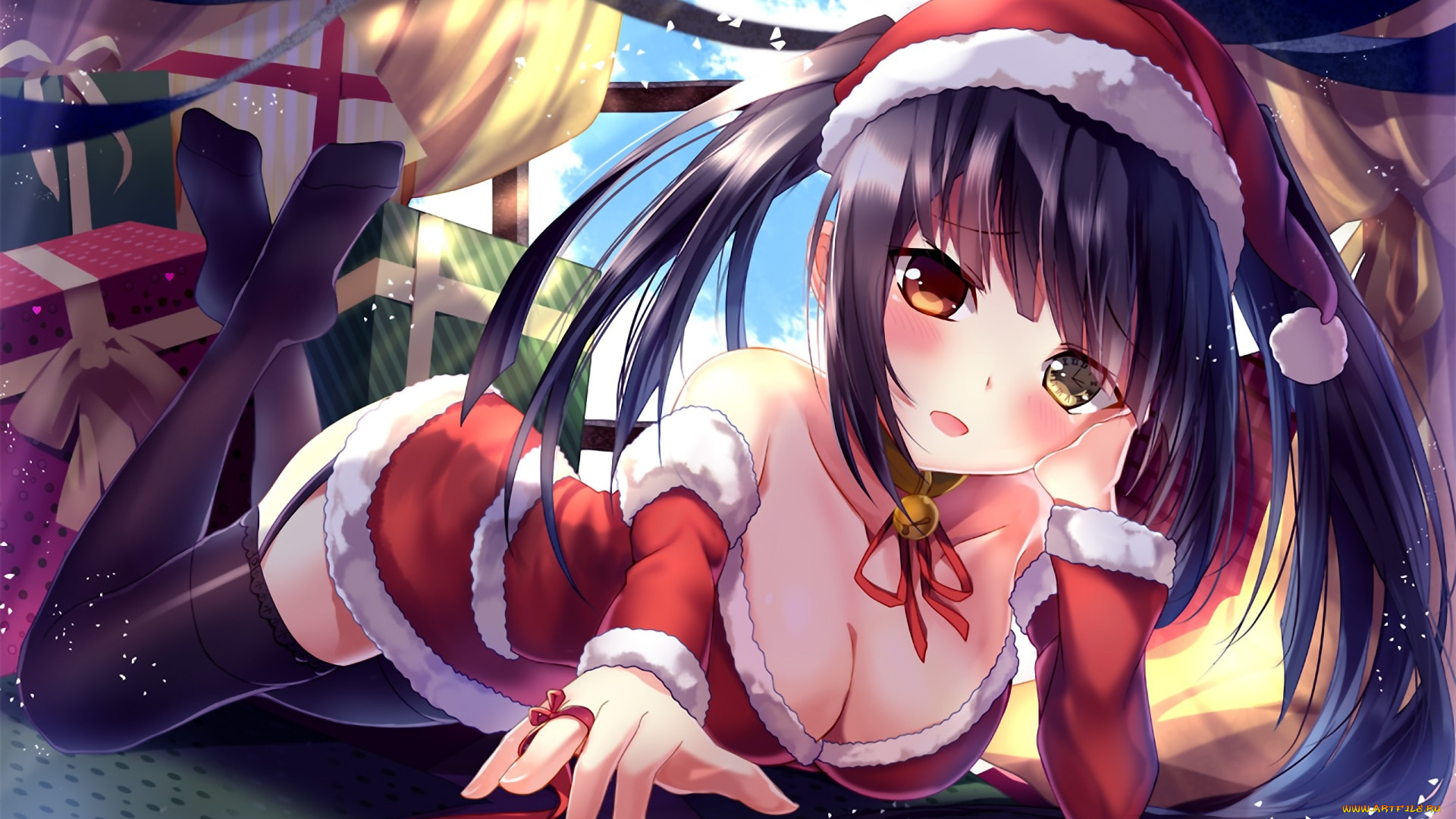 аниме, date, a, live, взгляд, девушка, фон