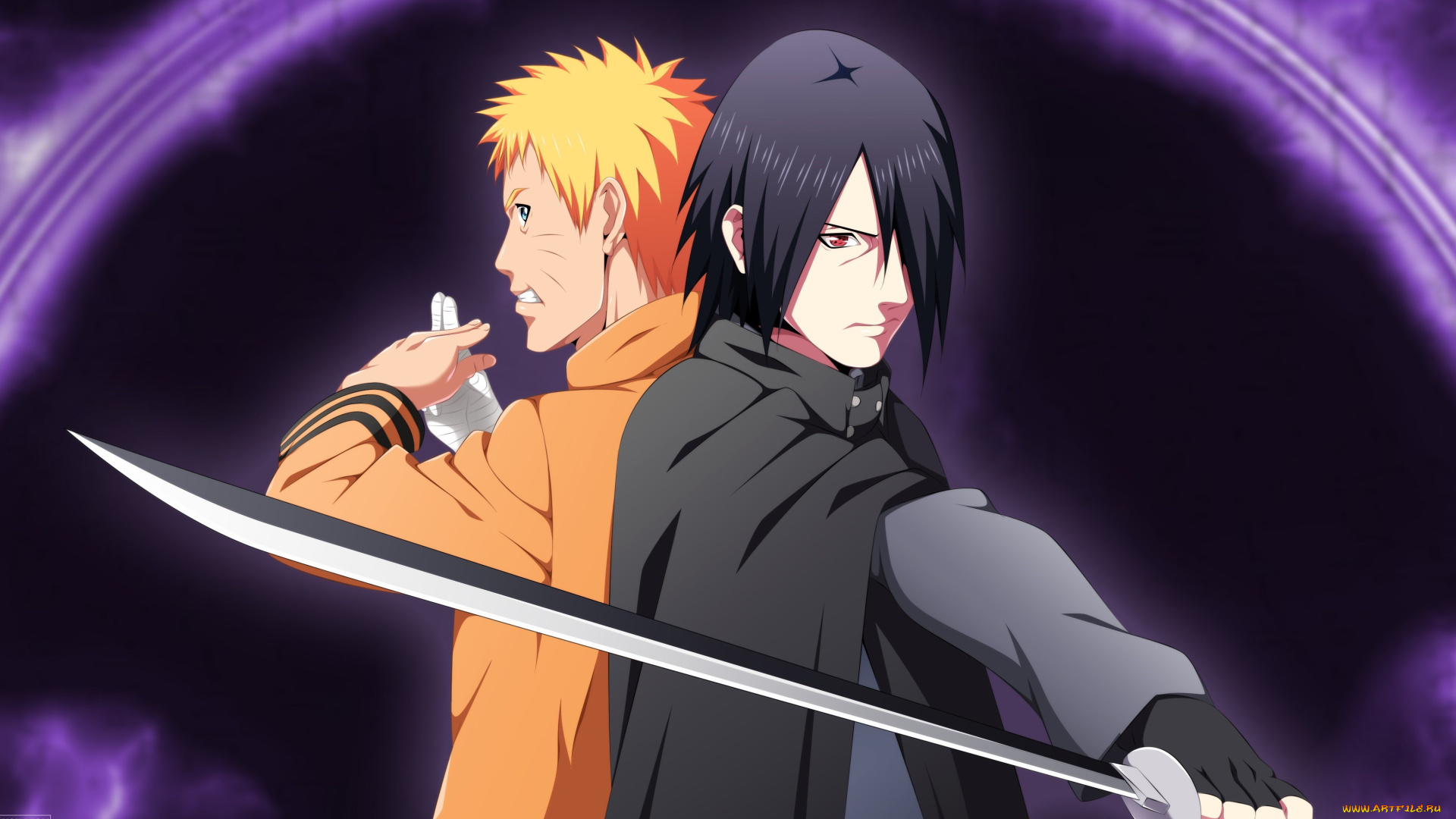 аниме, naruto, uzumaki, ashura, sasuke, uchiha, jounin, sword, by, tofiqhuseynov