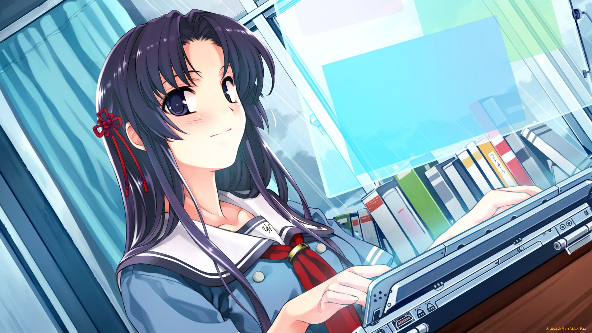 аниме, suiheisen, made, nan, mile, фон, взгляд, девушка